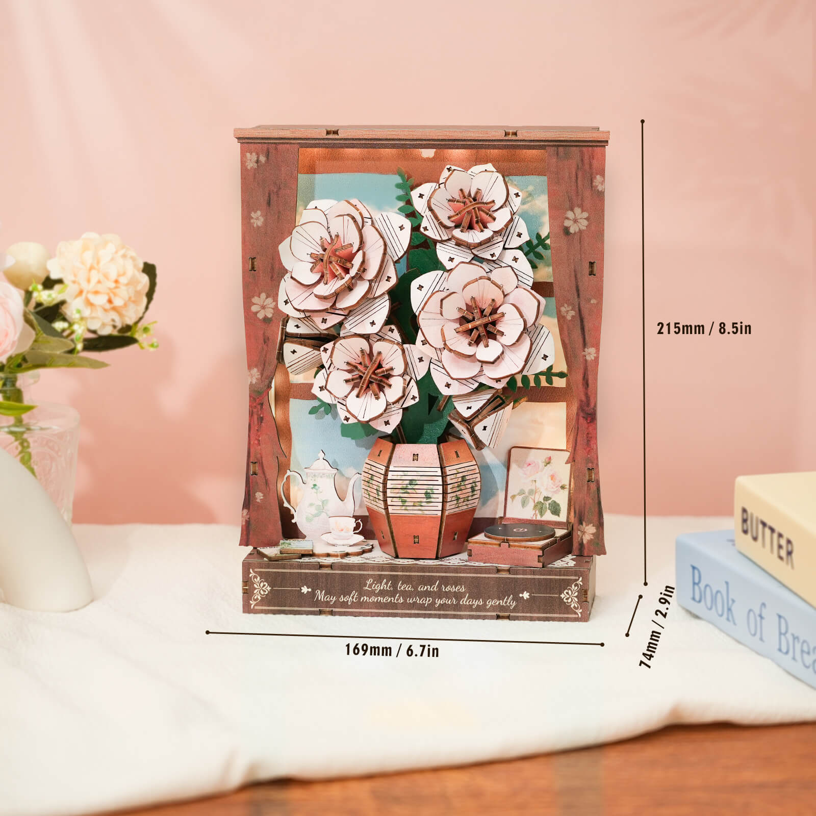 Crimson Rose Whispersâ€“ DIY Wooden Painting, 3D Puzzle Craft Kit