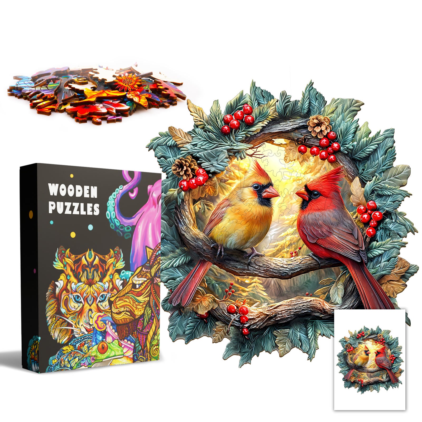 3D Northern Cardinal Wooden Jigsaw Puzzle