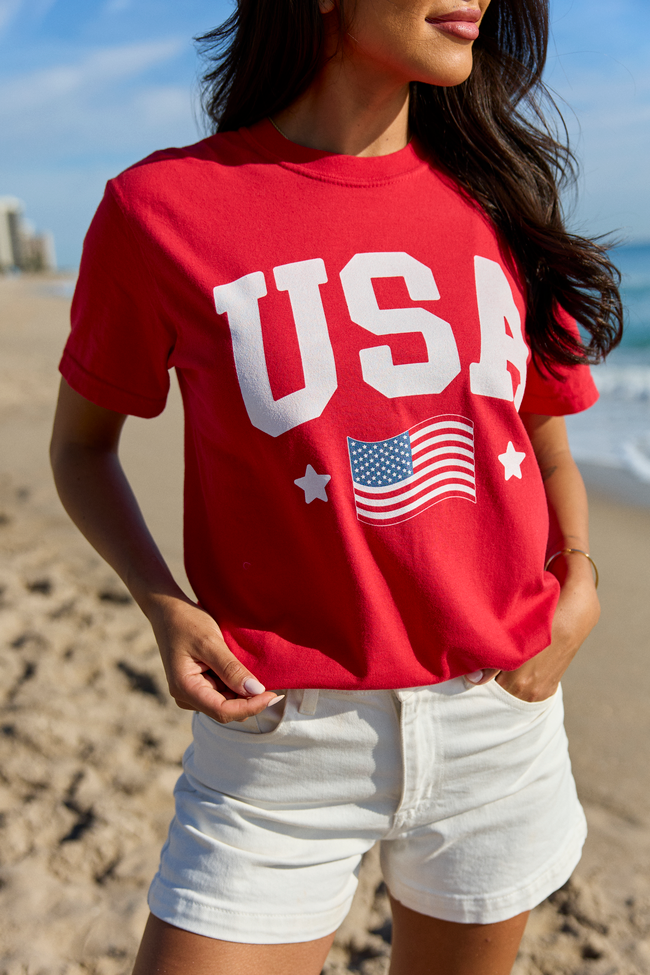 USA Flag Red Graphic Tee