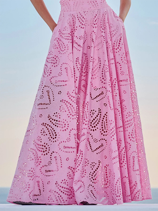 Sleeveless Elegant Lace Two-Piece Maxi Skirt Set