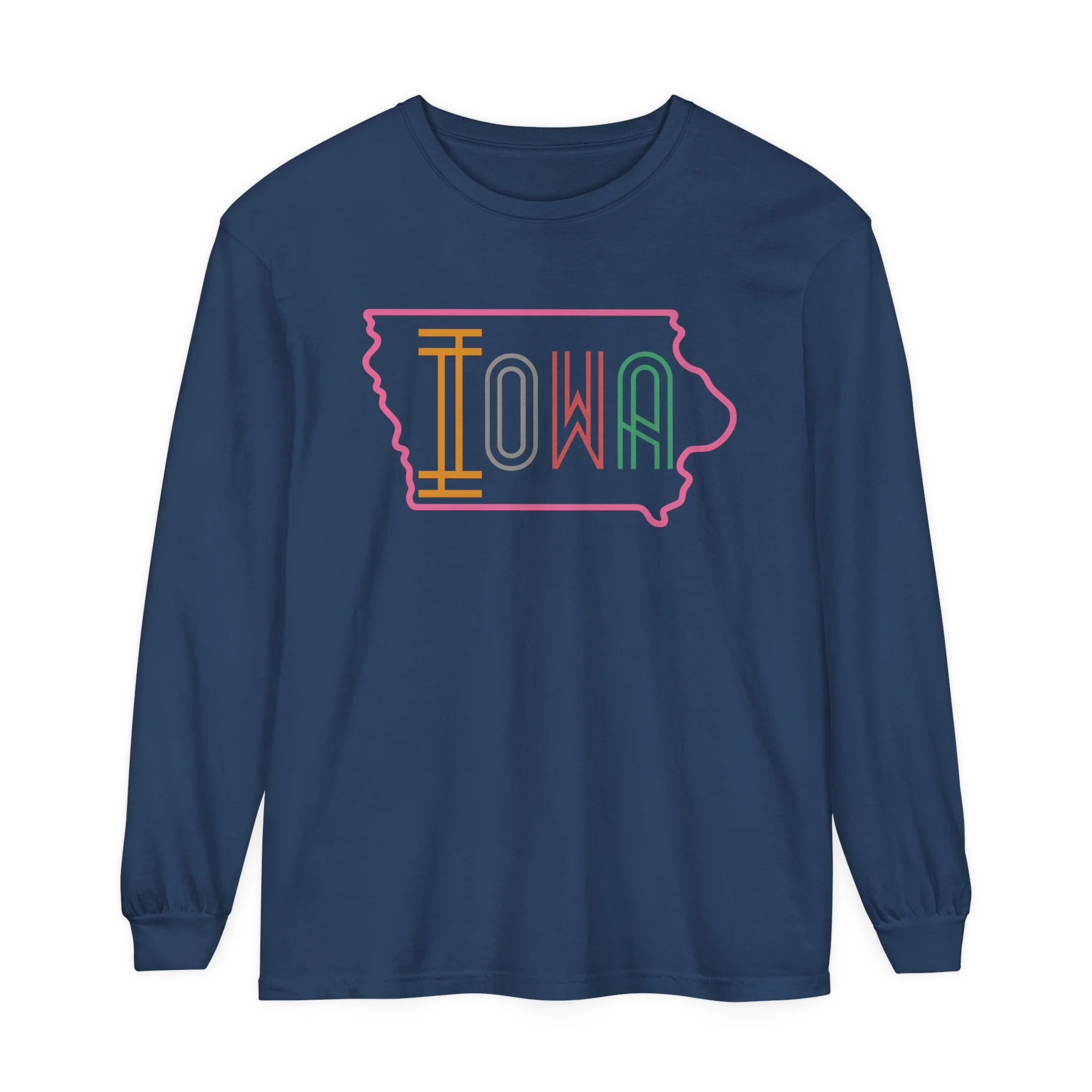 Iowa Pink Unisex Garment-dyed Long Sleeve T-Shirt