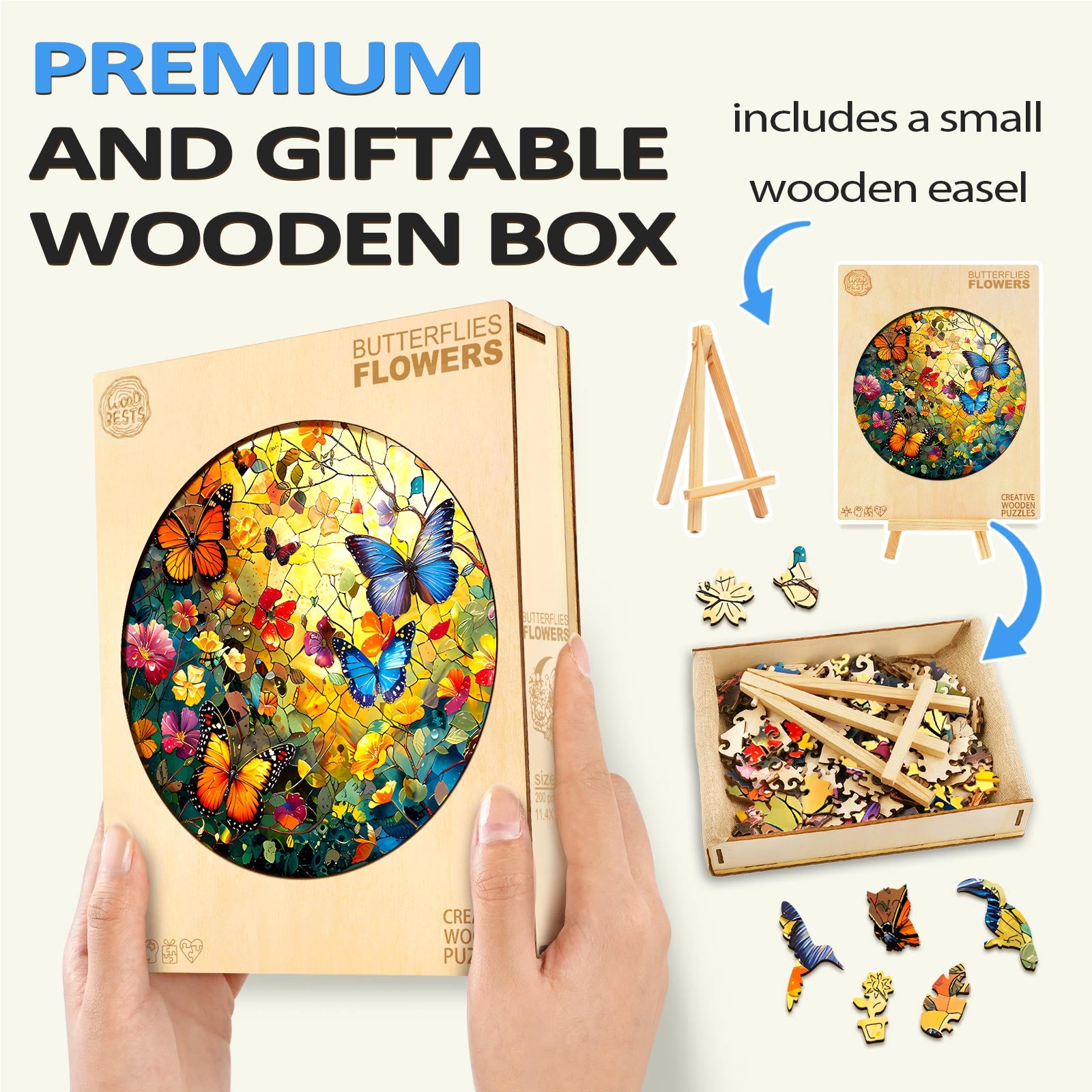 Butterflies and Flowers Wooden Jigsaw Puzzle