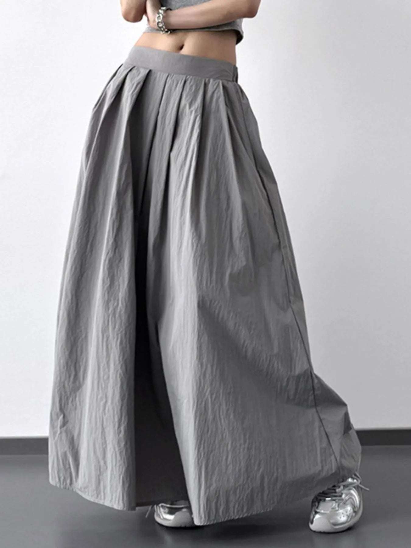 Pleated Linen Maxi Skirt