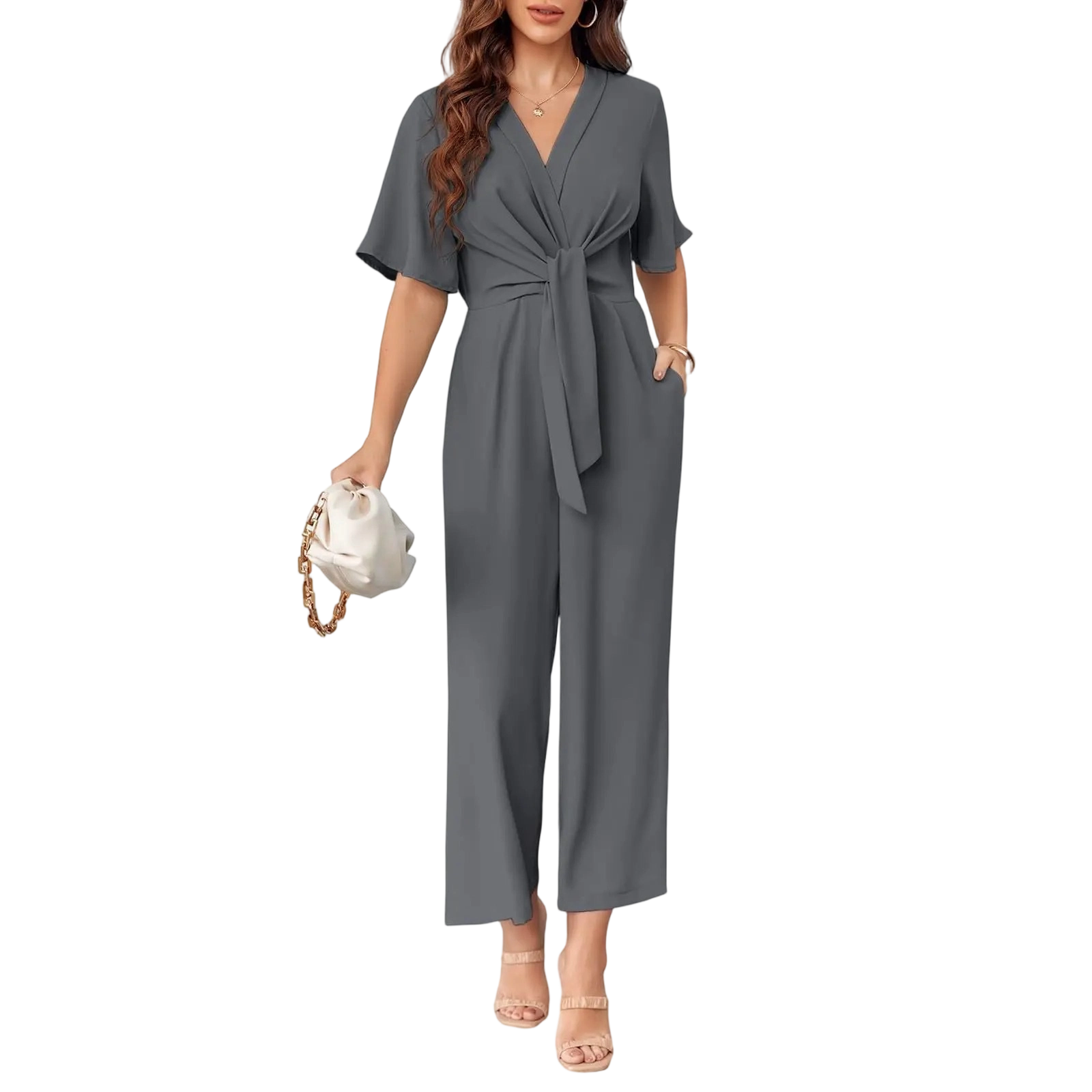 🎀🎀Women's Minimalist Wide-Leg Tie-Front Jumpsuit