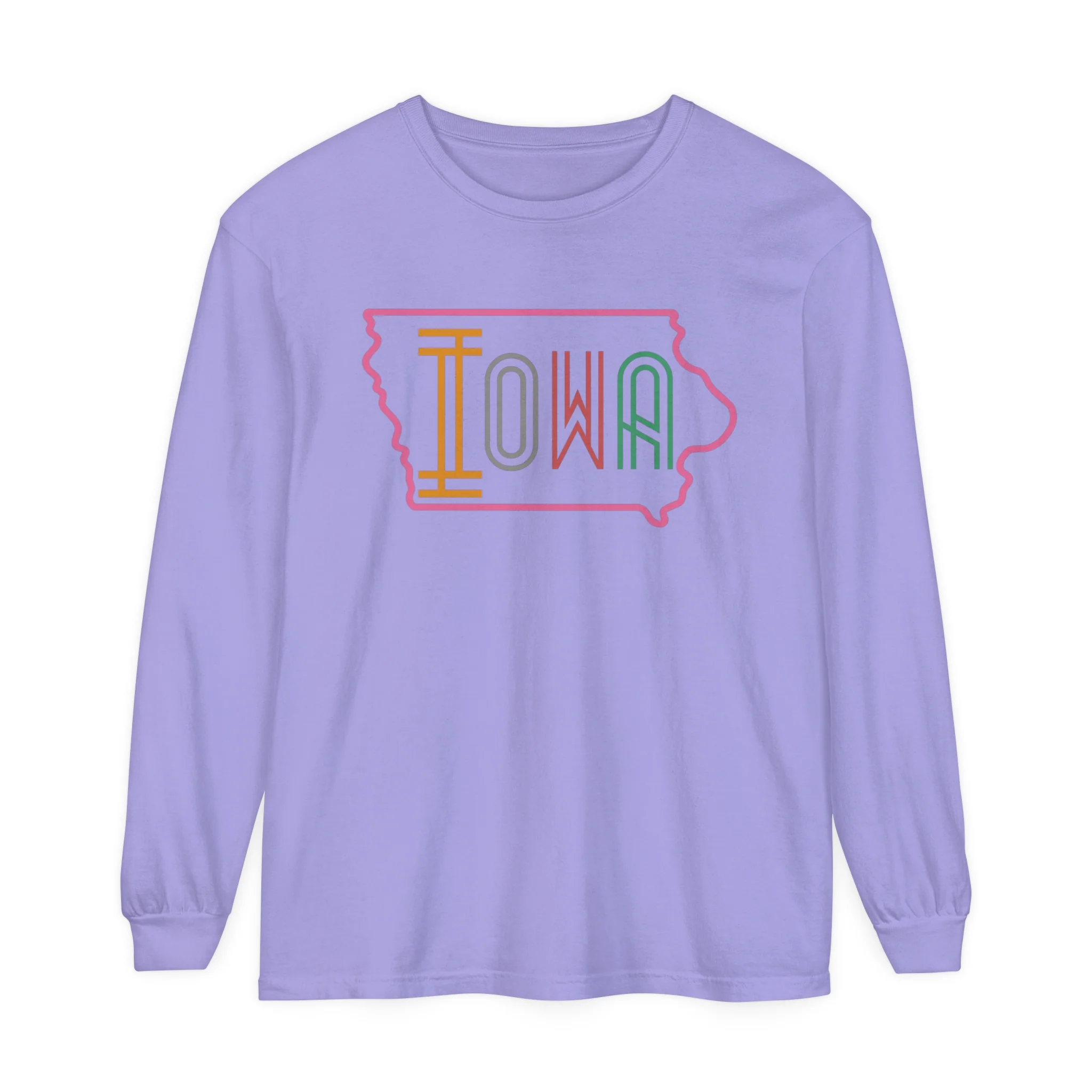 Iowa Pink Unisex Garment-dyed Long Sleeve T-Shirt