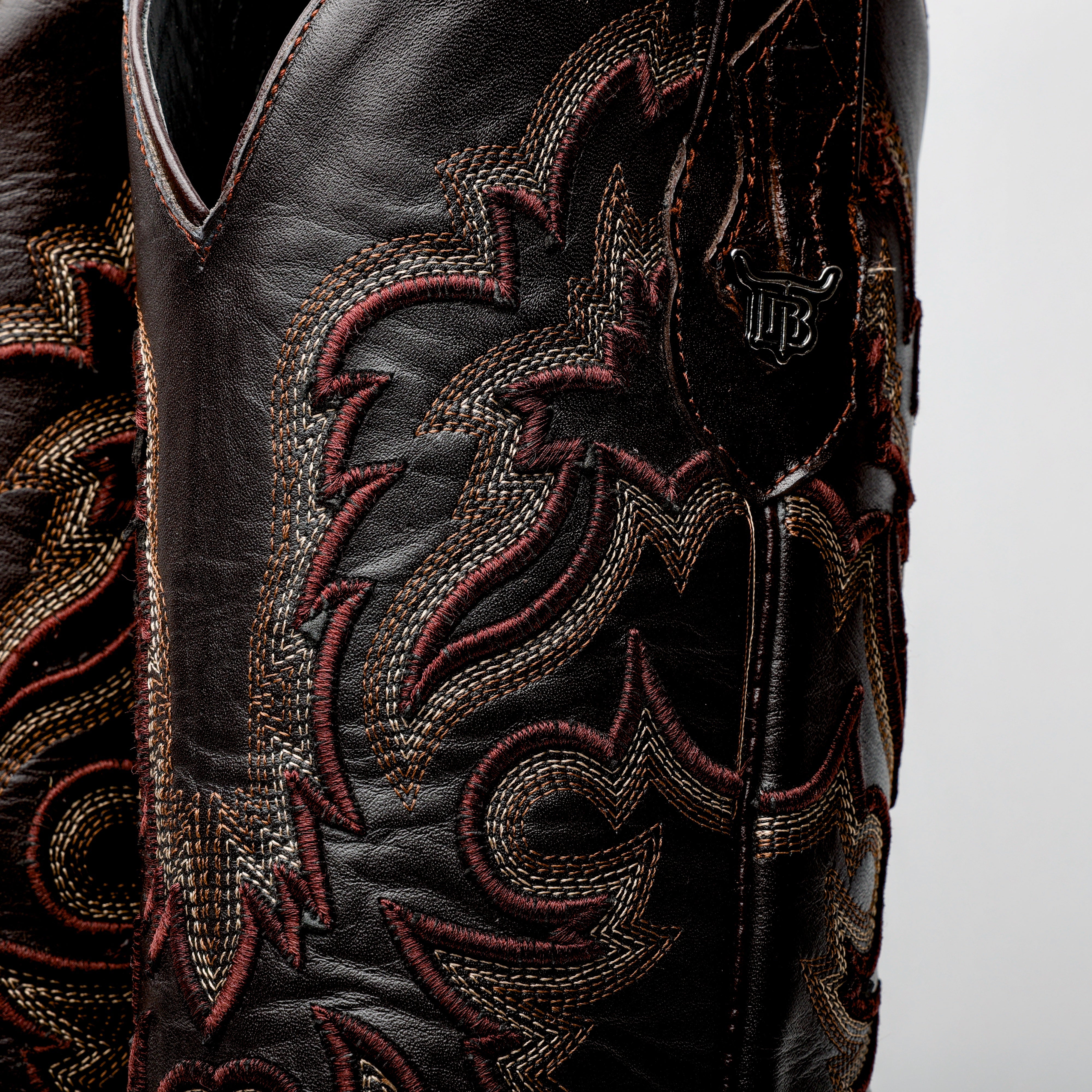 Brown Caiman Hornback Leather Boots - Square Toe