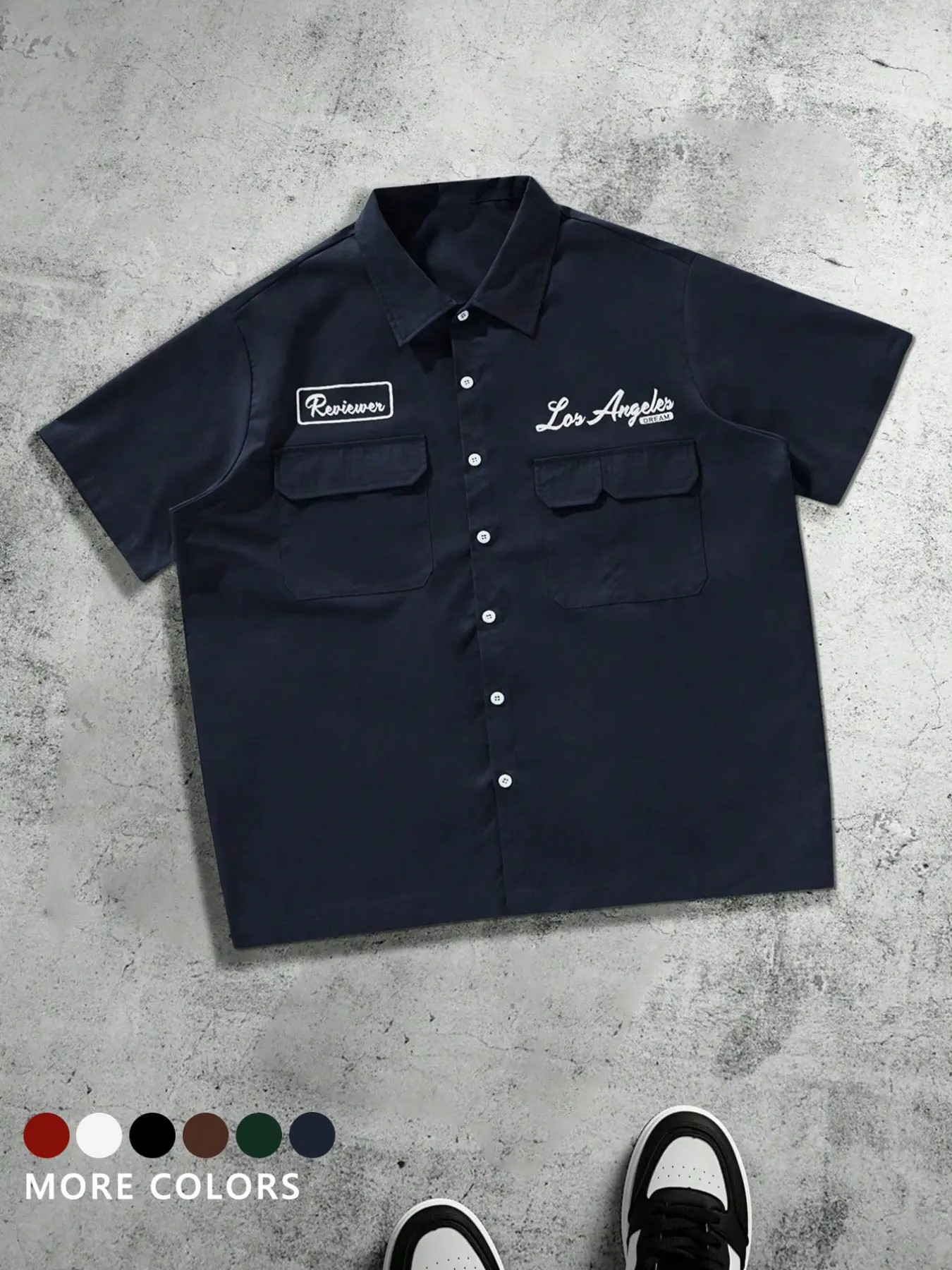 Men's Plus Size Casual Loose Fit Work Shirt