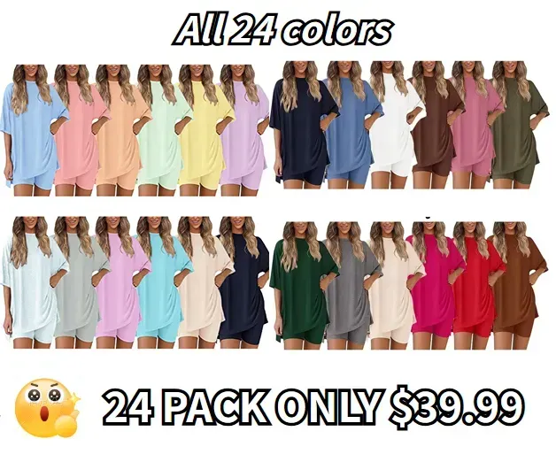 🔥🔥Women's Two Piece Lounge Set Summer Casual Oversized Shirts Biker Shorts