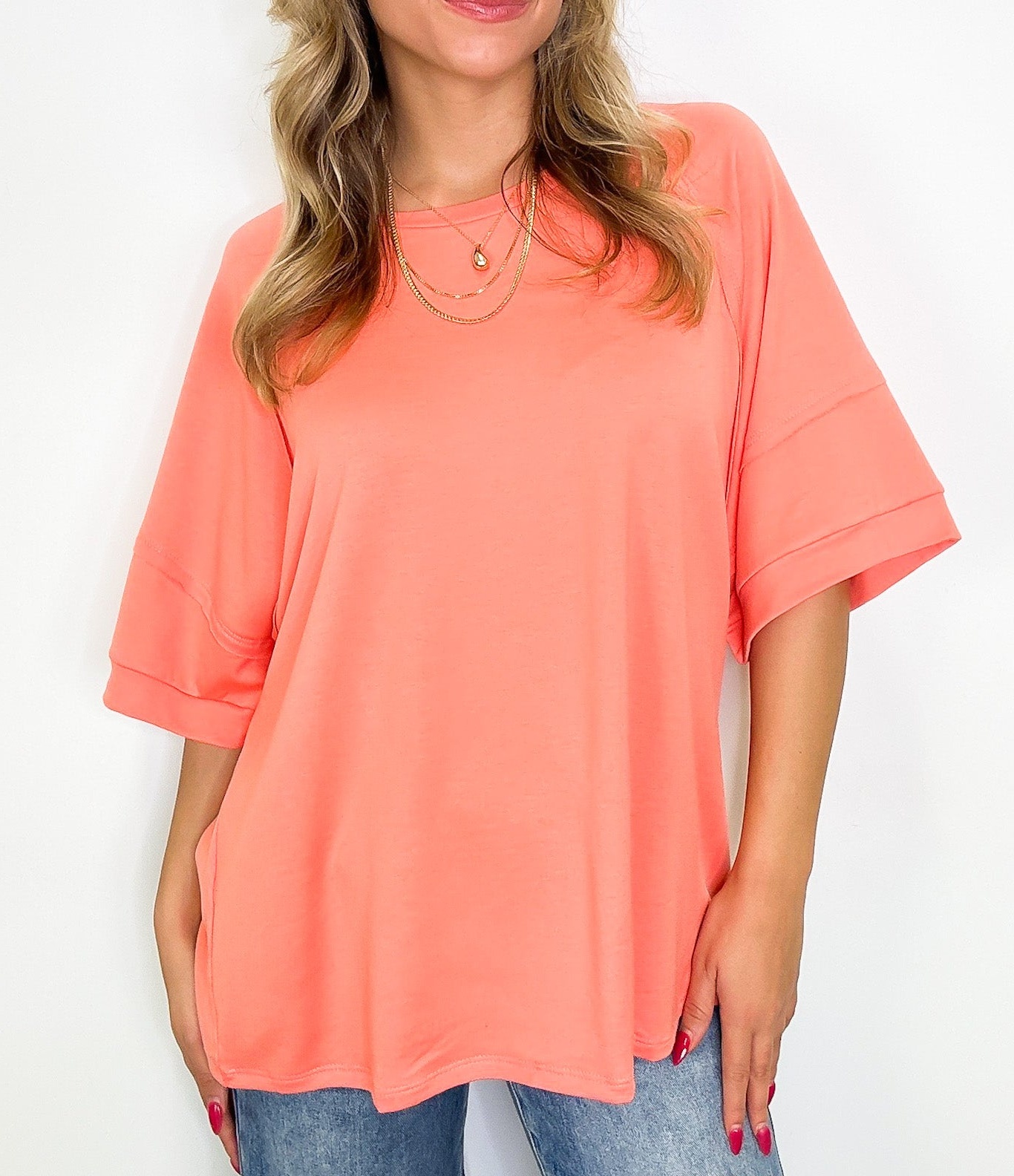Chill Out Terry Knit Raw Edge Relaxed Top