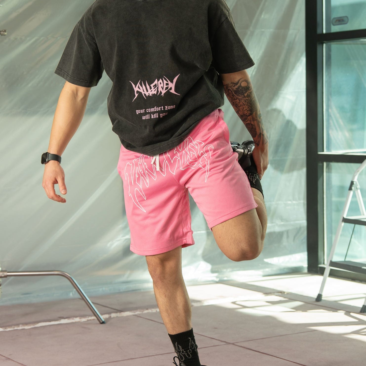 RELAXED CUT SHORTS CLASSIC - PINK / WHITE
