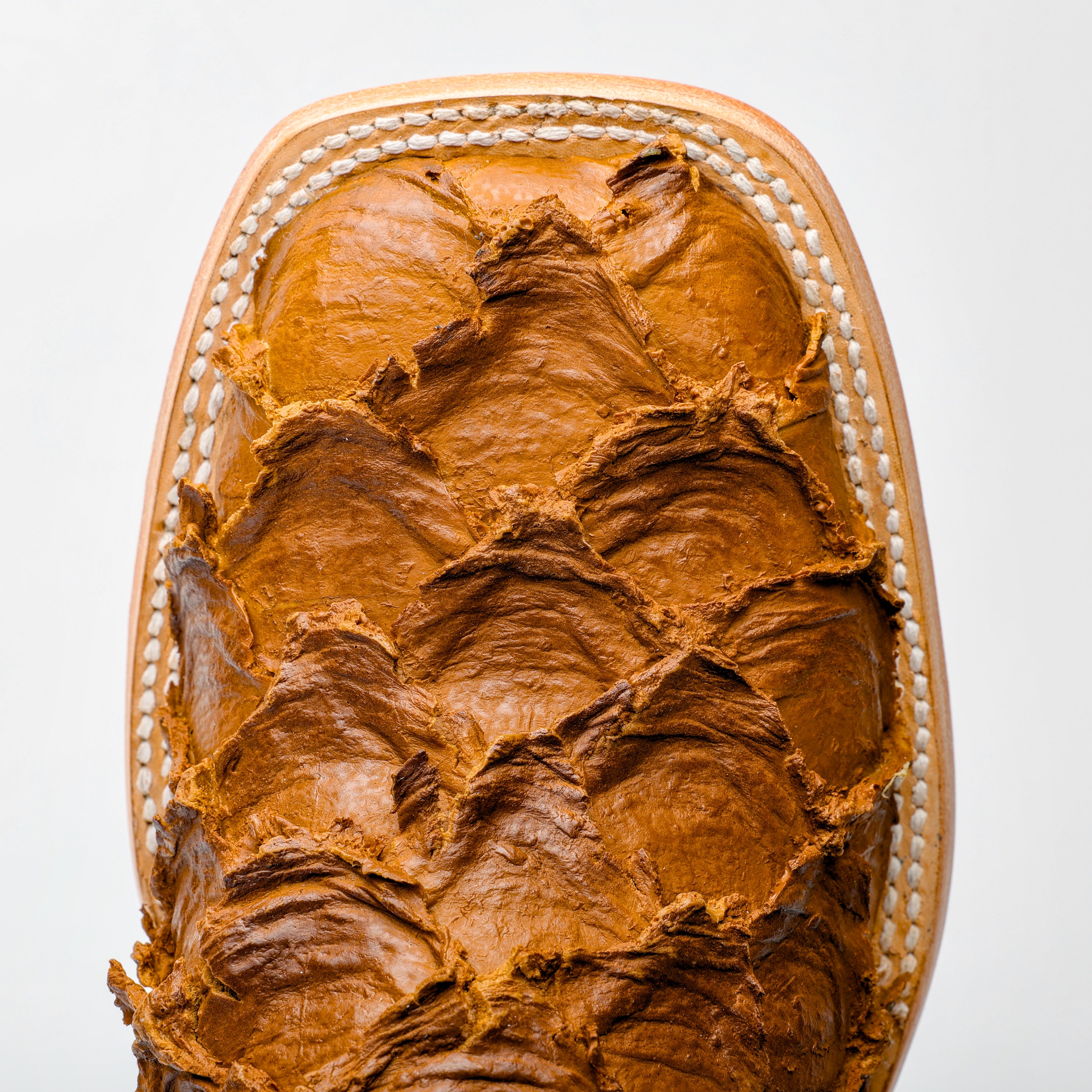 Matte Tan Jumbo Pirarucu Leather Boots - Square Toe