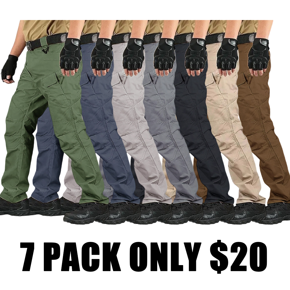 7-Packs Men's Lightweight Cargo Straight-Leg Pants – Multi-Pocket Durable Design for Spring & Autumn