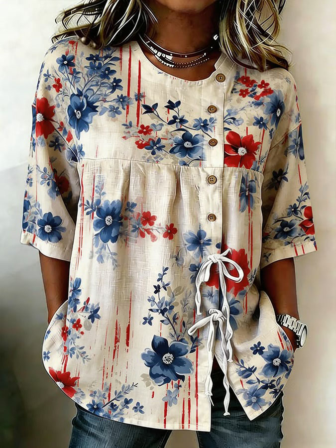 Women'S Casual American Independence Day 250Th Anniversary Printed Top