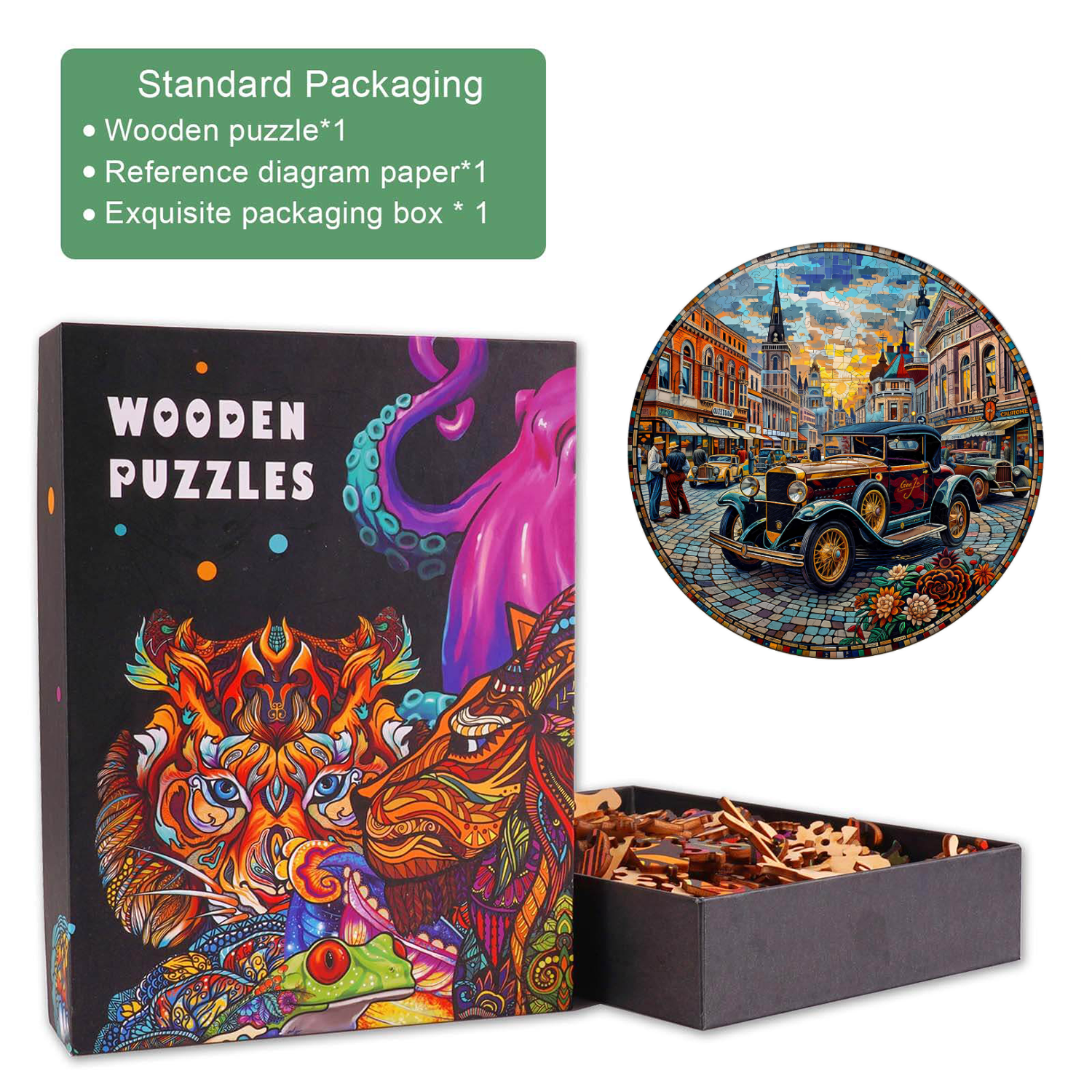 Retro Street Wooden Jigsaw Puzzle