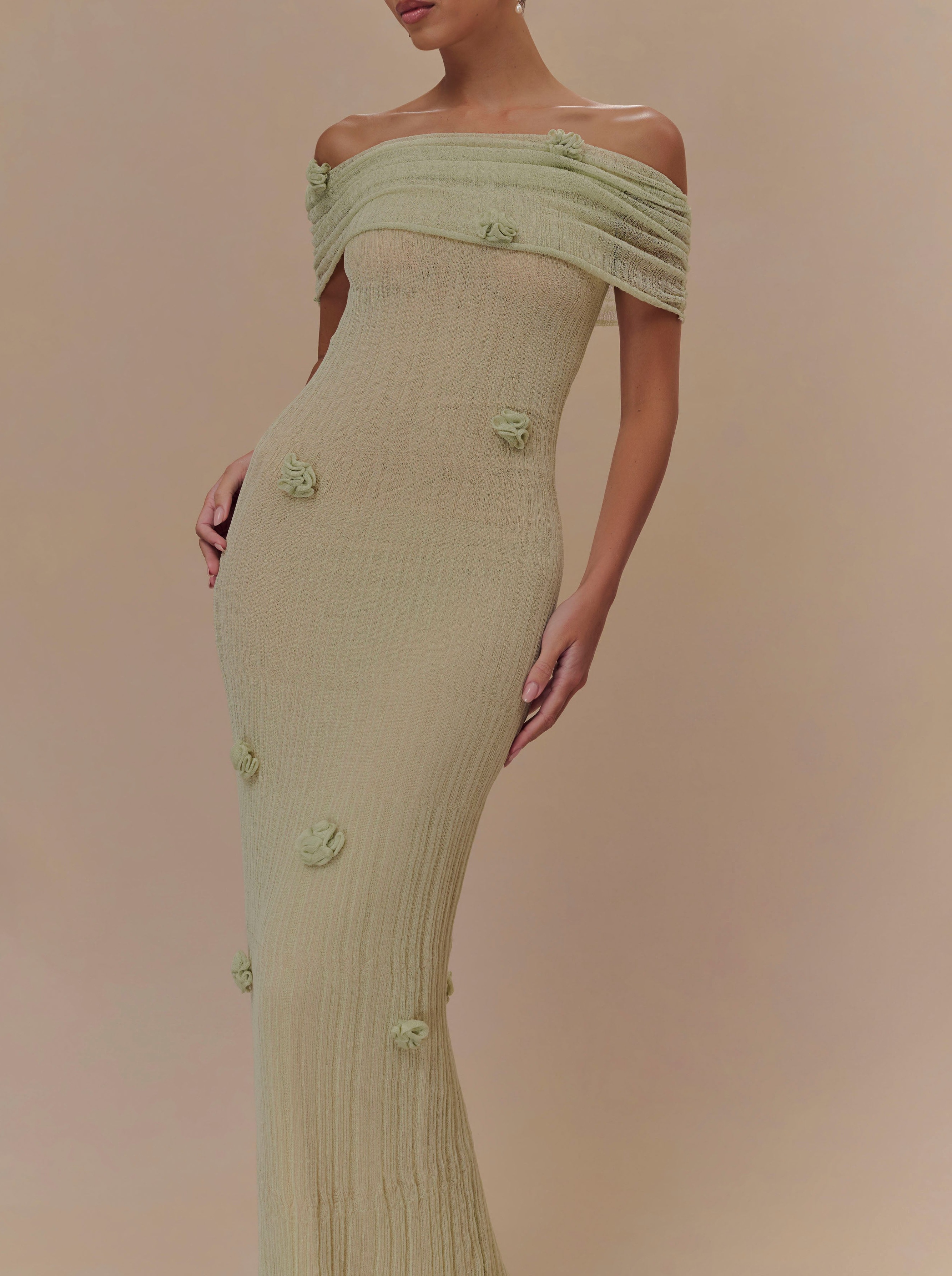 Green Orchid Knit Maxi Dress