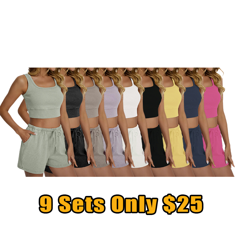 Women’s Acid Wash Tank & Shorts Lounge Set