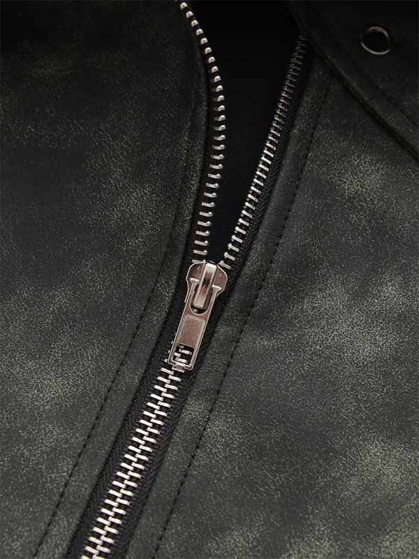 Retro Workwear Style Zipper Belt Decorated Short Pu Leather Skirt