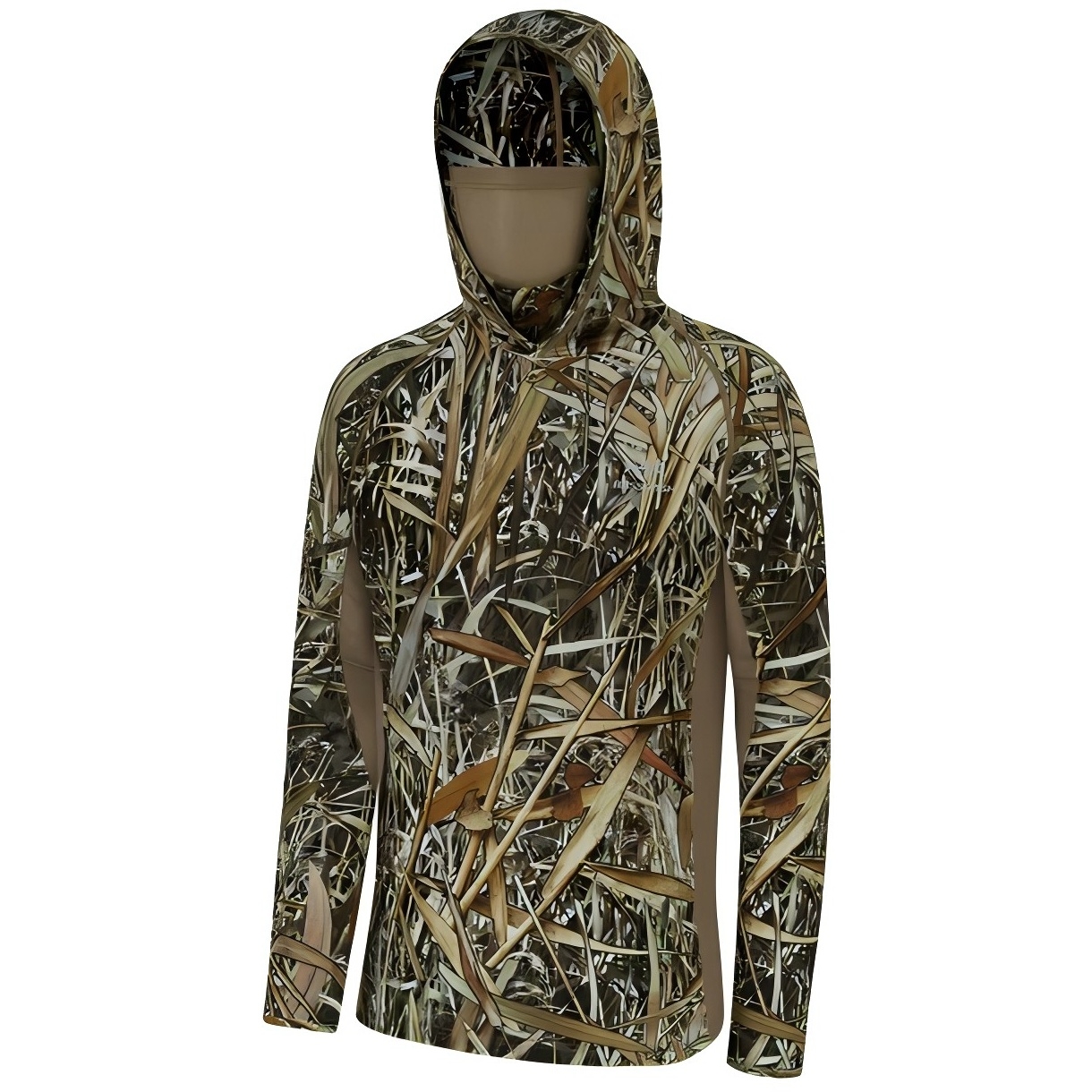 UPF 50+ Long Sleeve Camo Hoodie for Hunting with Mask
