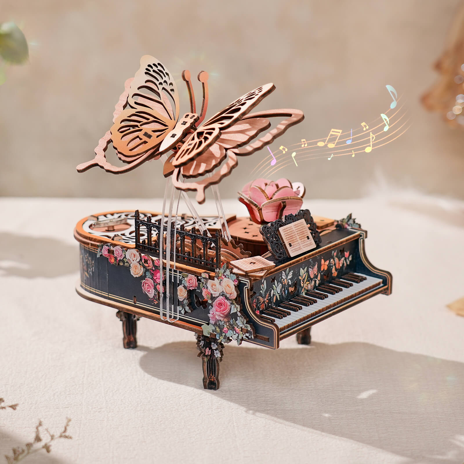 Floral Waltz â€“ DIY Wooden Music Box, 3D Puzzle Craft Kit