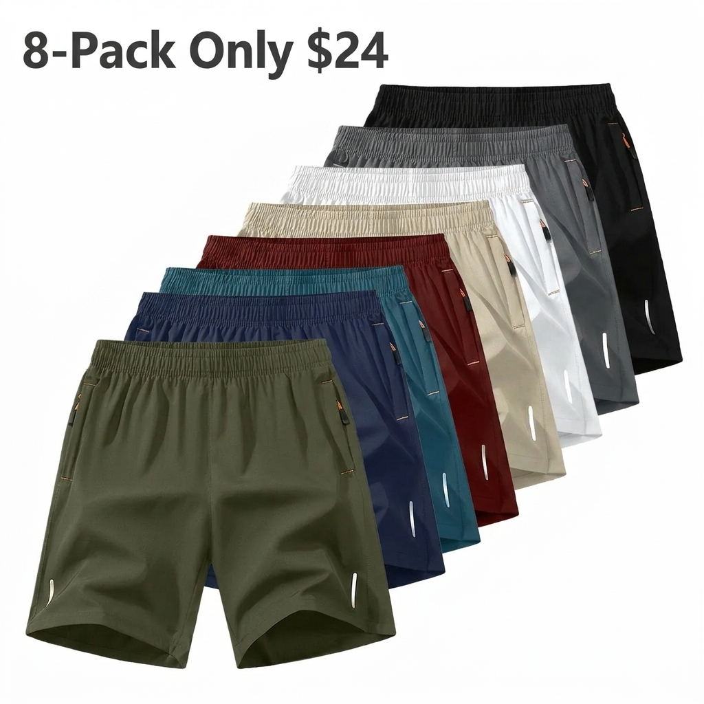 Men's Breathable 3/4-Length Cargo Shorts with Zipper Pockets