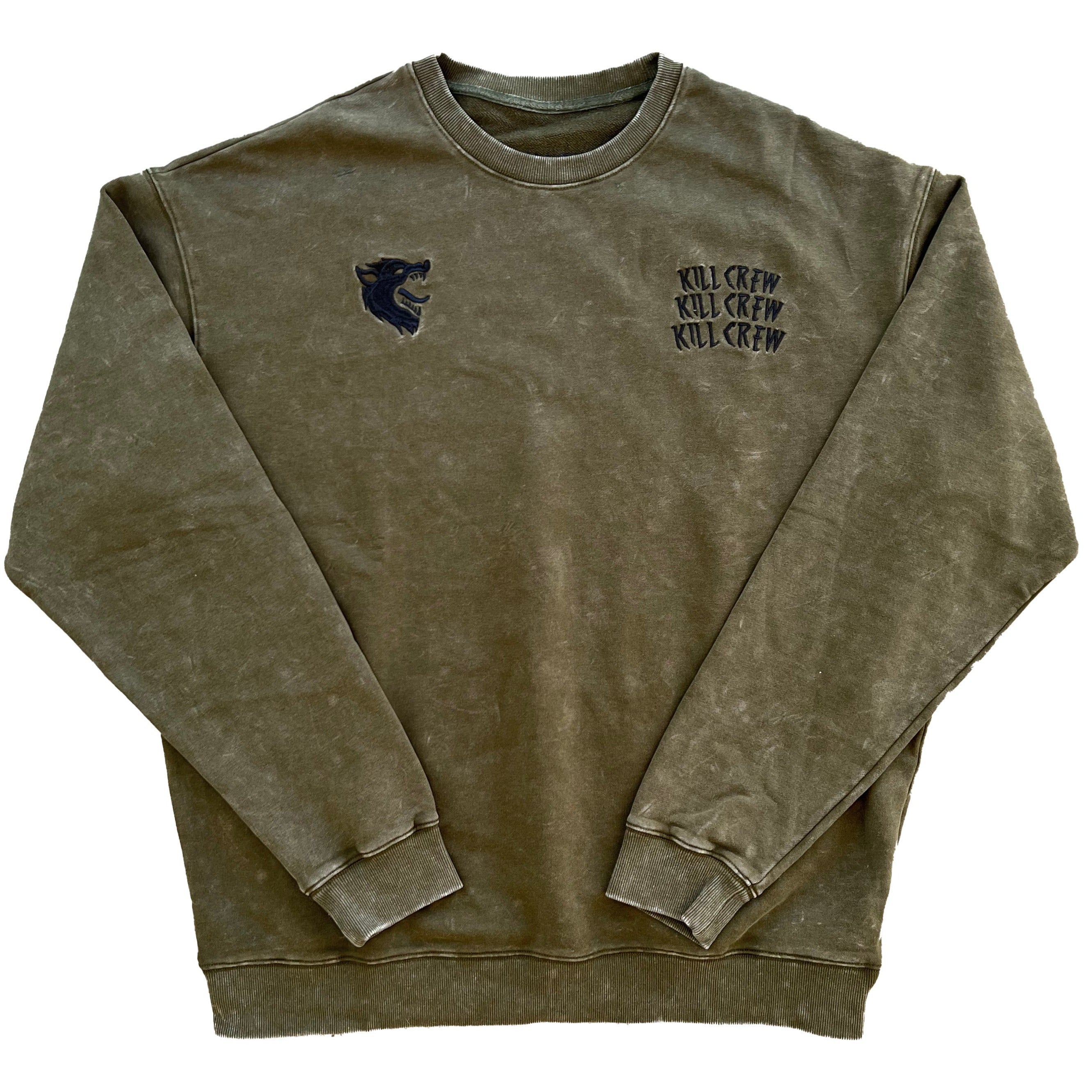 OVERSIZED HEAVYWEIGHT WOLF CREW NECK - OLIVE