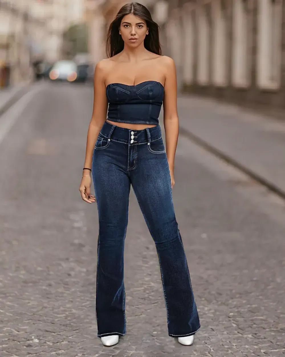 🔥Final Day Clearance!🛒Wash Rhinestone Decor High Rise Button Up Bootcut Jeans-⏰7-Packs Only $25.98