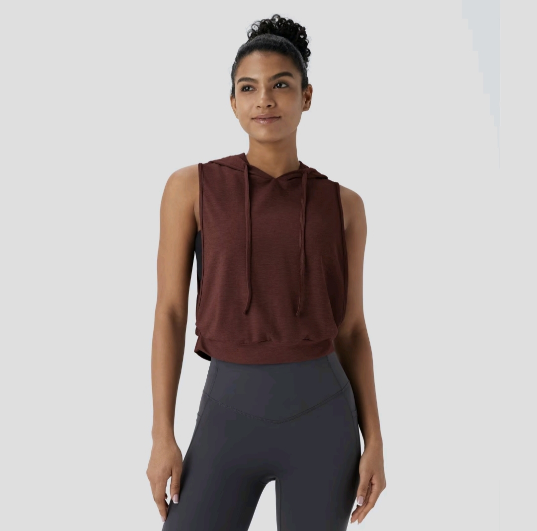 Halara Hooded Drawstring Sleeveless CroppedRunning Tank Top, Summer 2025 Outfits