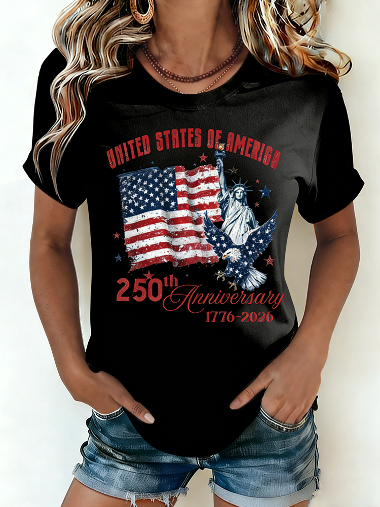 USA 250th Anniversary Statue Of Liberty Eagle Vintage Patriotic Tee