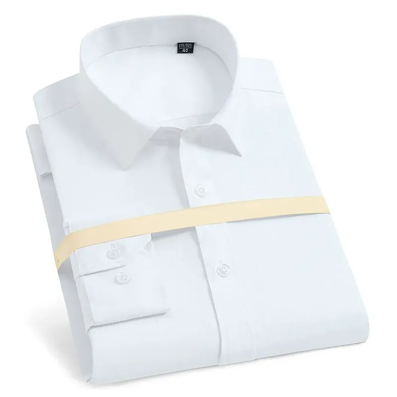 Men'S Long Sleeve Business Solid Color Cotton Breathable Shirt