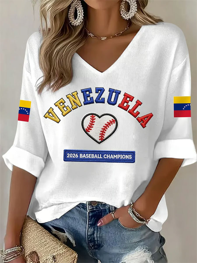 Women's 2026 Venezuela WBC Champion Celebration Printed Casual T-Shirt