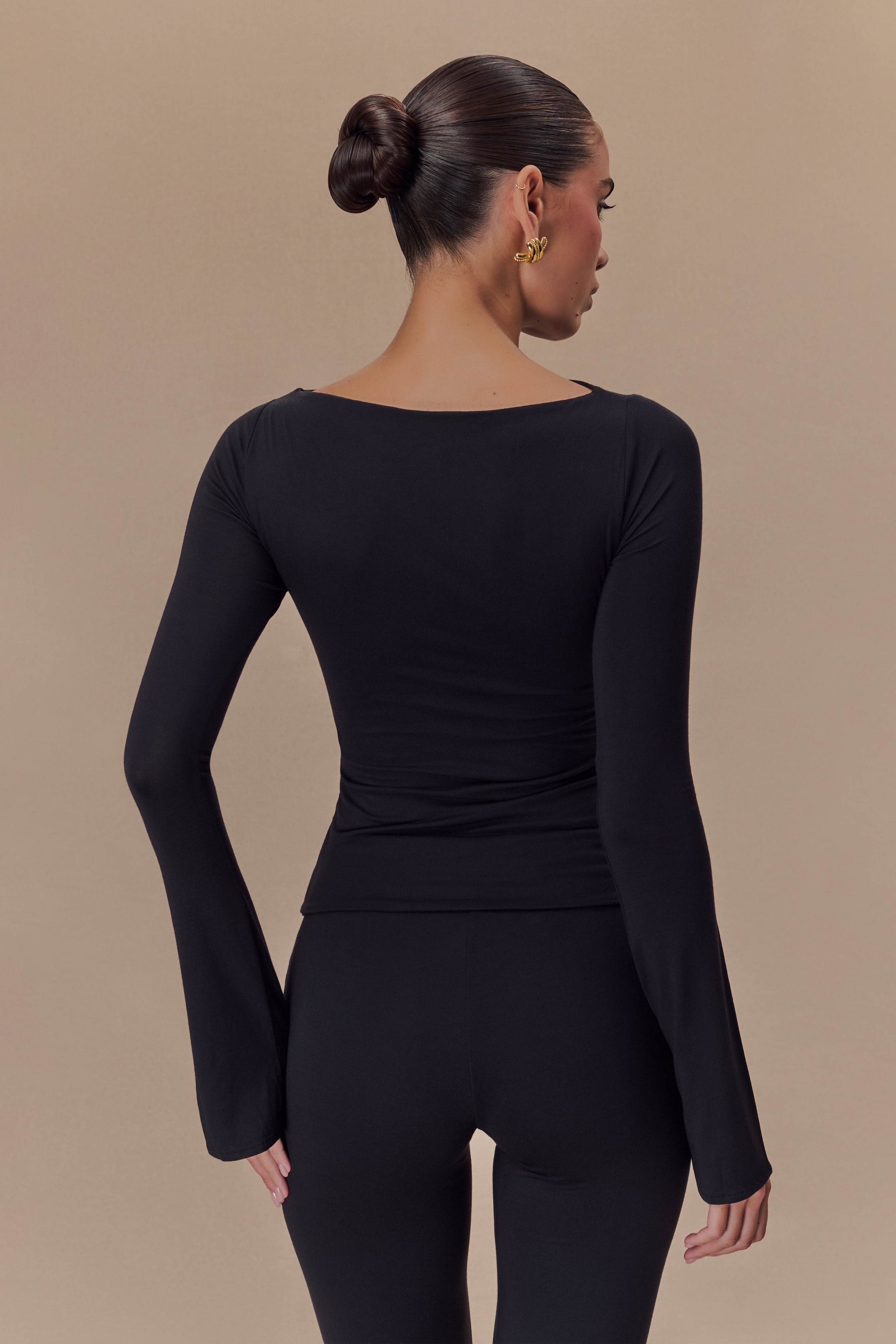 Black Modal Long Sleeve Top