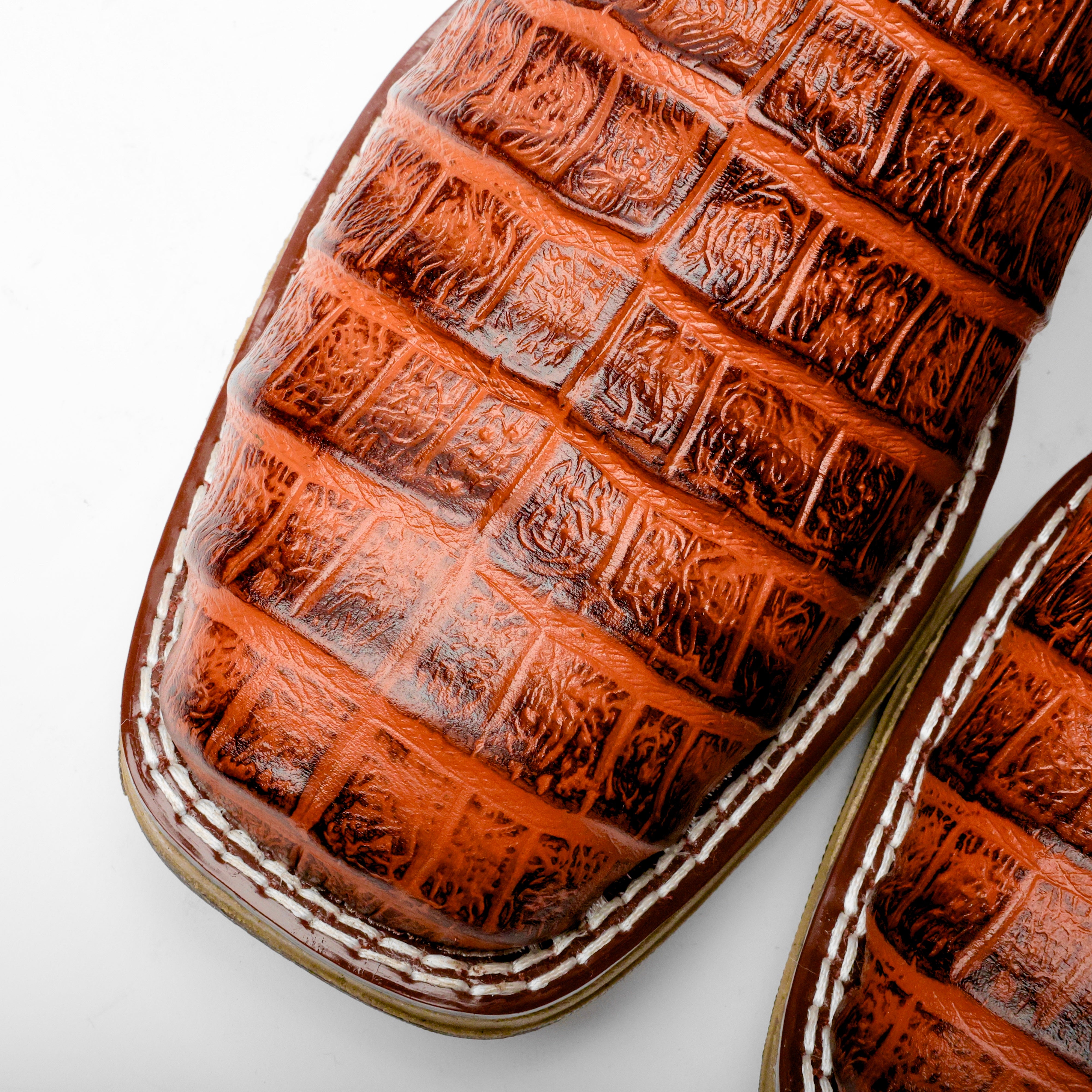 Cognac Caiman Belly Leather Boots With 3D Lightweight Sole - Composite Toe