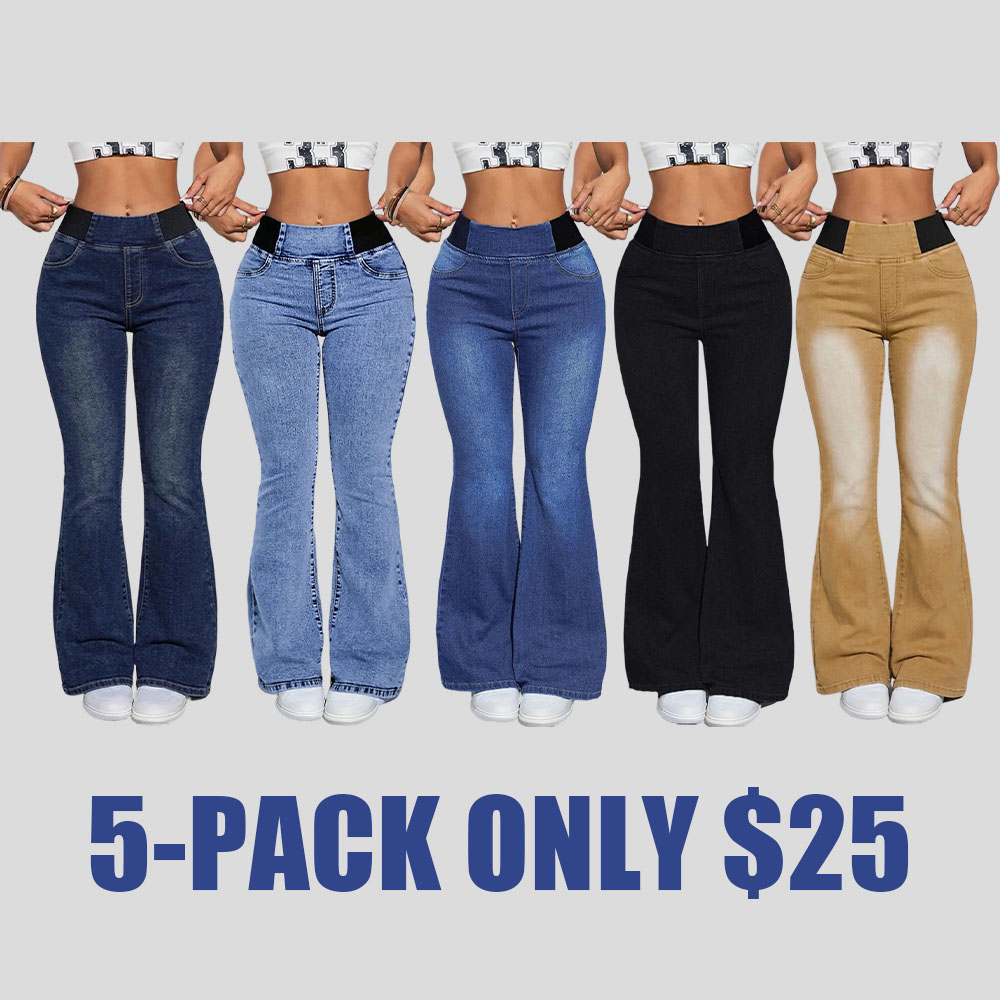Women's Y2K High-Waisted Flared Jeans – Stretch Waist-Cinching Bootcut Denim