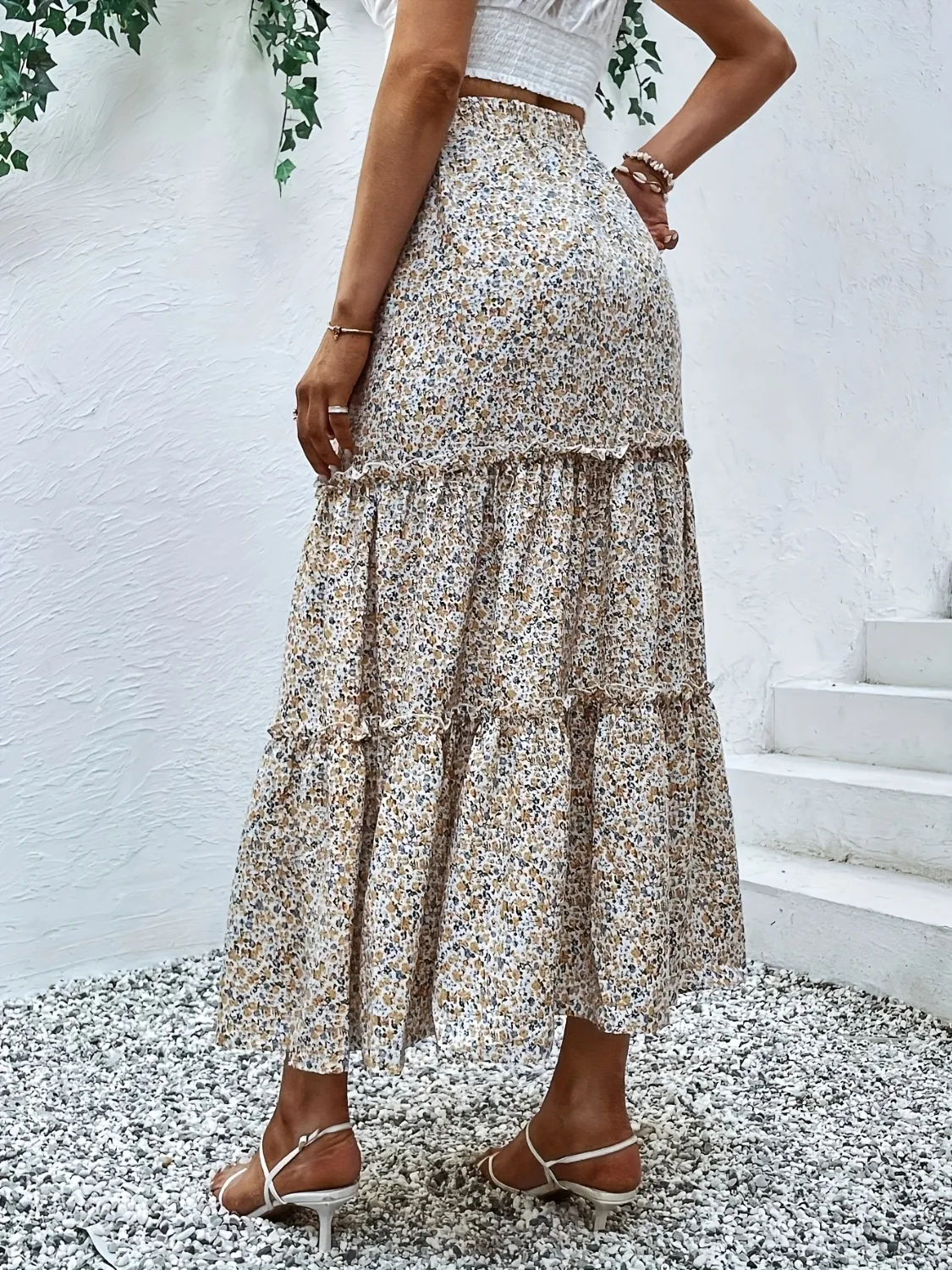Frill Tiered Printed Skirt