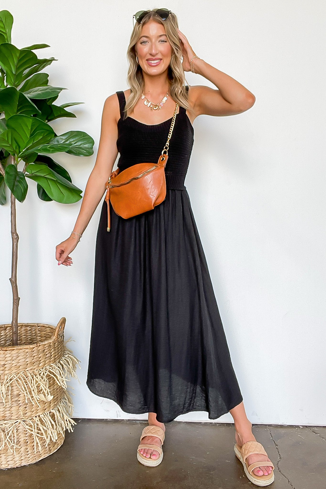 Sweater Knit Top Midi Dress