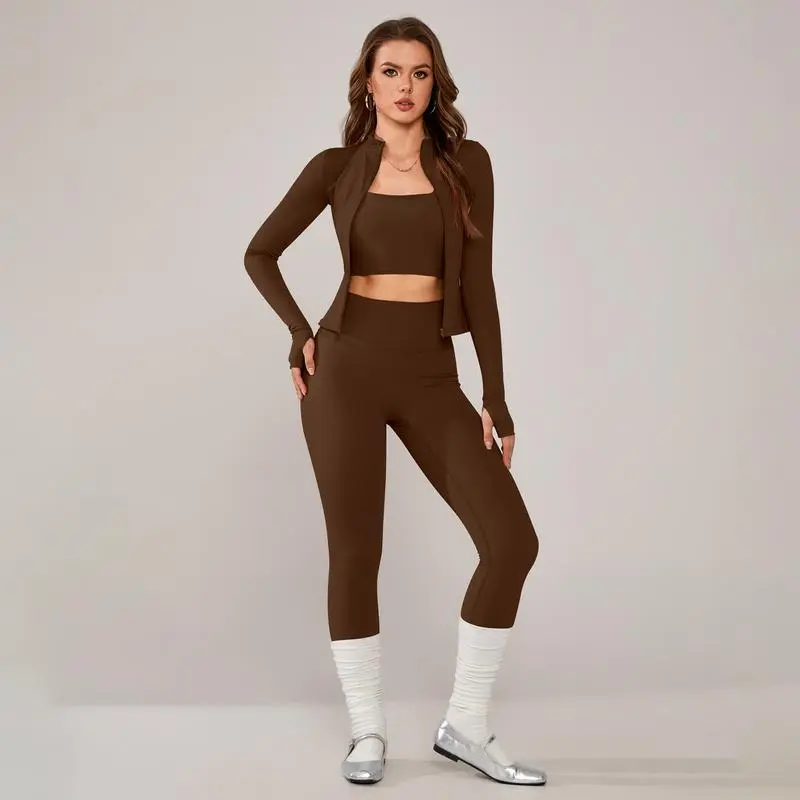 Women's 3-Piece Activewear Set with Stretchy