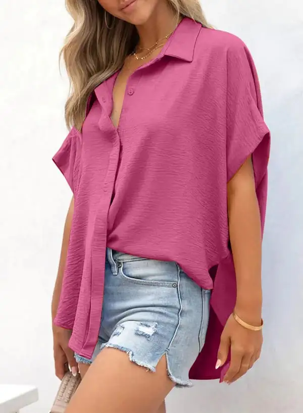 Women's Casual Button Short Sleeve (Less than $3 each!)