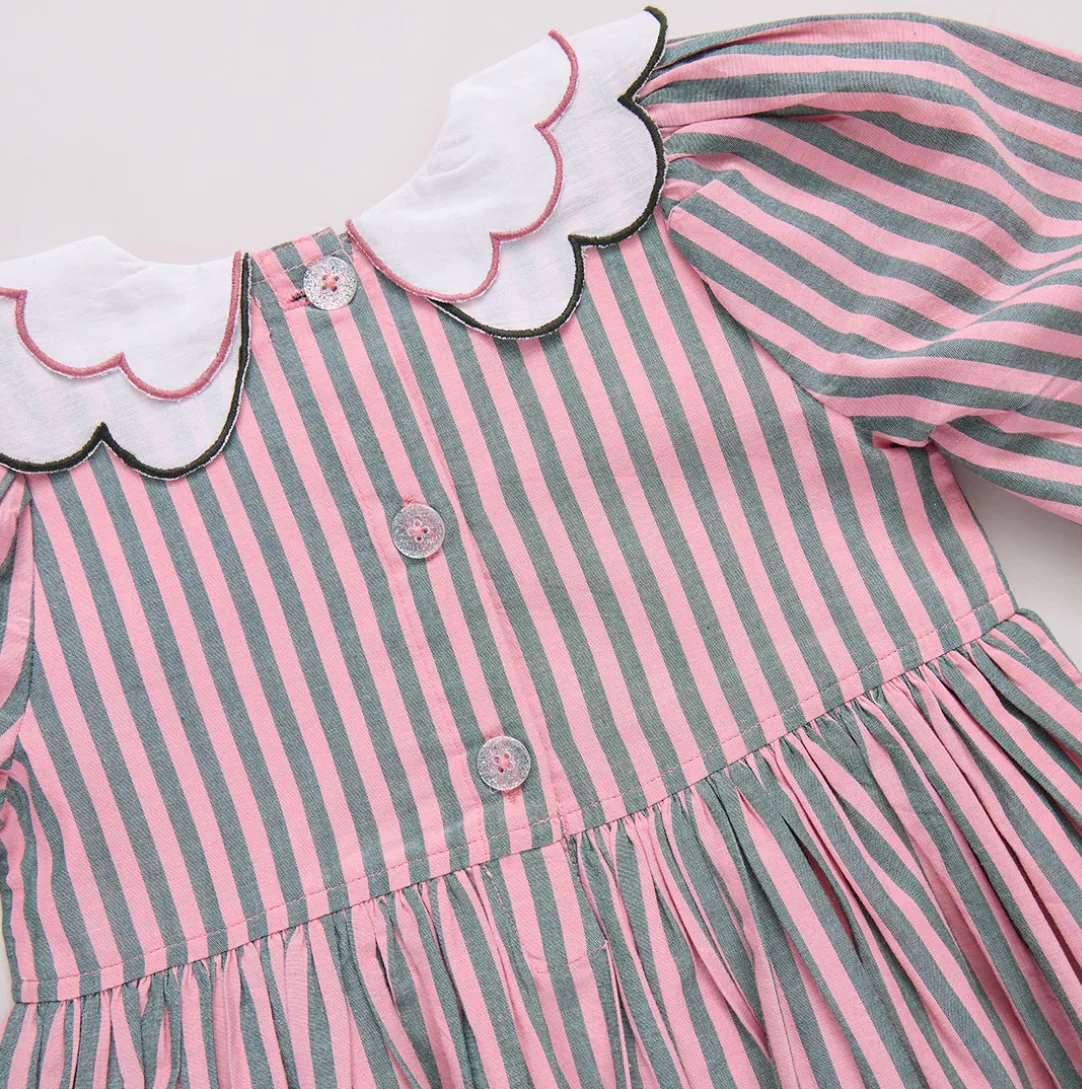 Darcy Dress Pink & Green Stripe