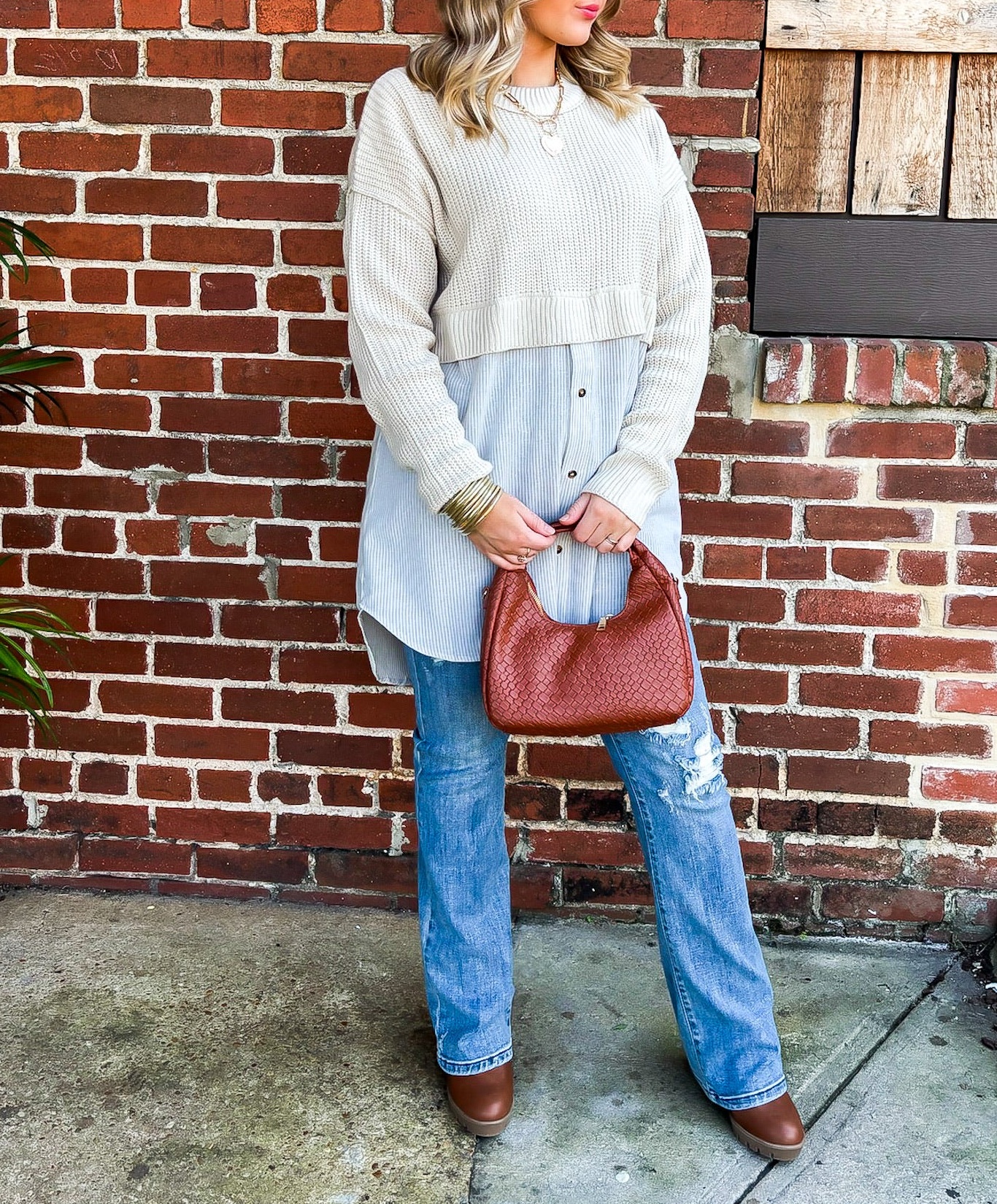 Split Seconds Knit and Button Down Top