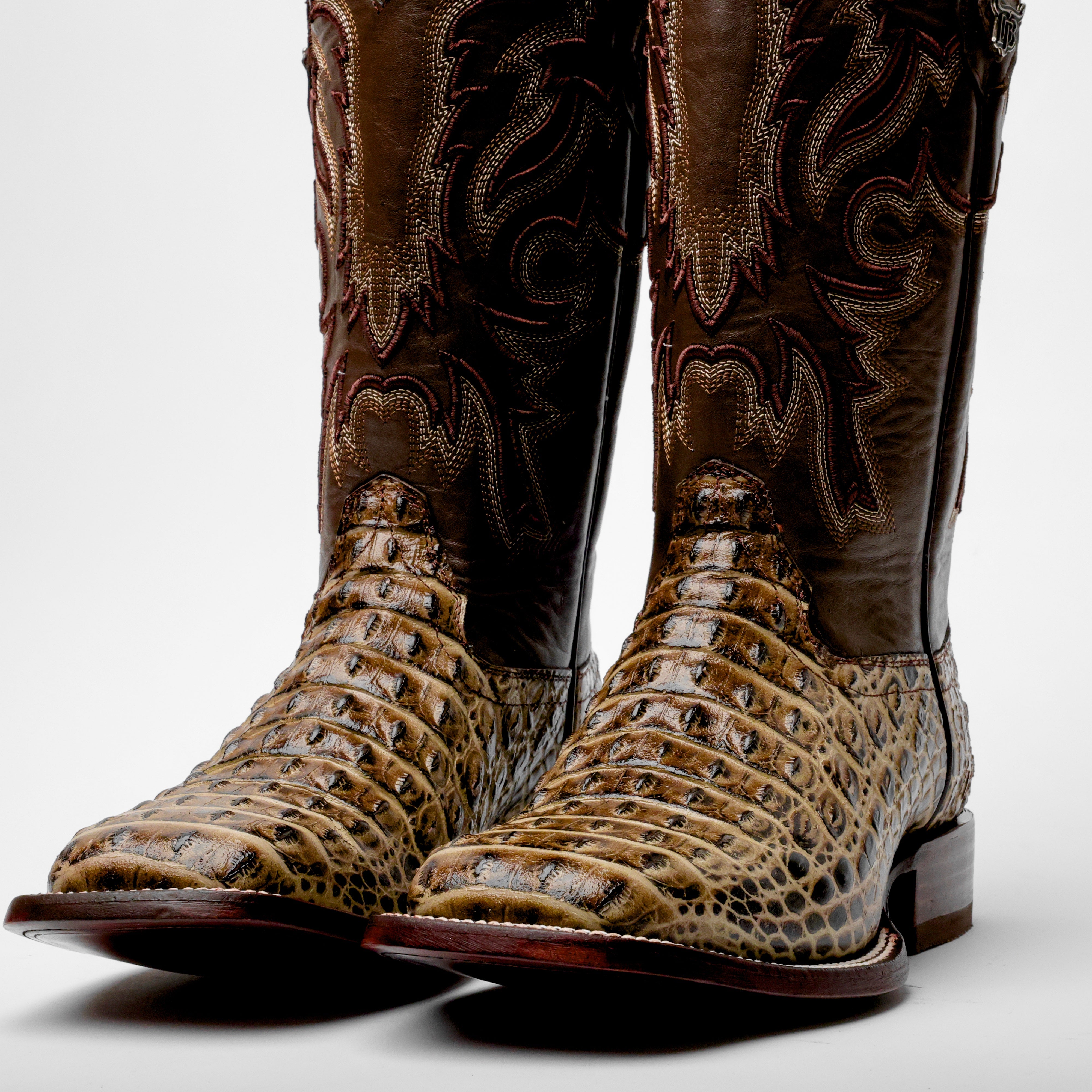 Orix Caiman Hornback Leather Boots - Square Toe