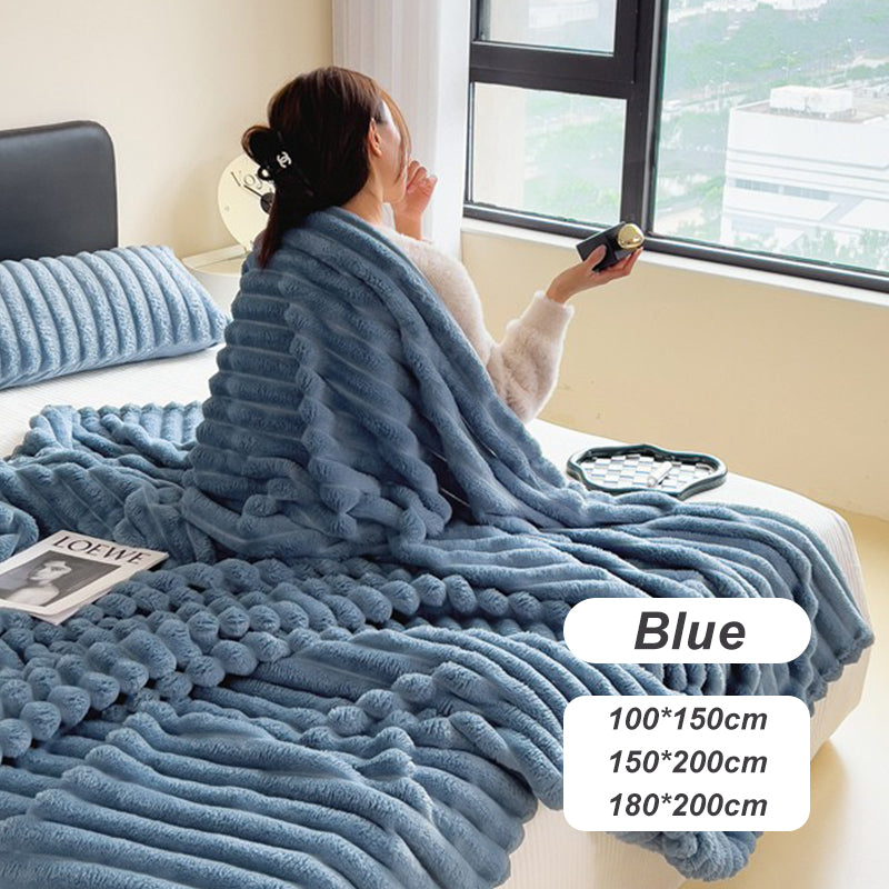🎁🎁LAST DAY SPECIAL PRICE!🎅Super Soft Fur Ribbed Fleece Throw Blanket⛄🔥