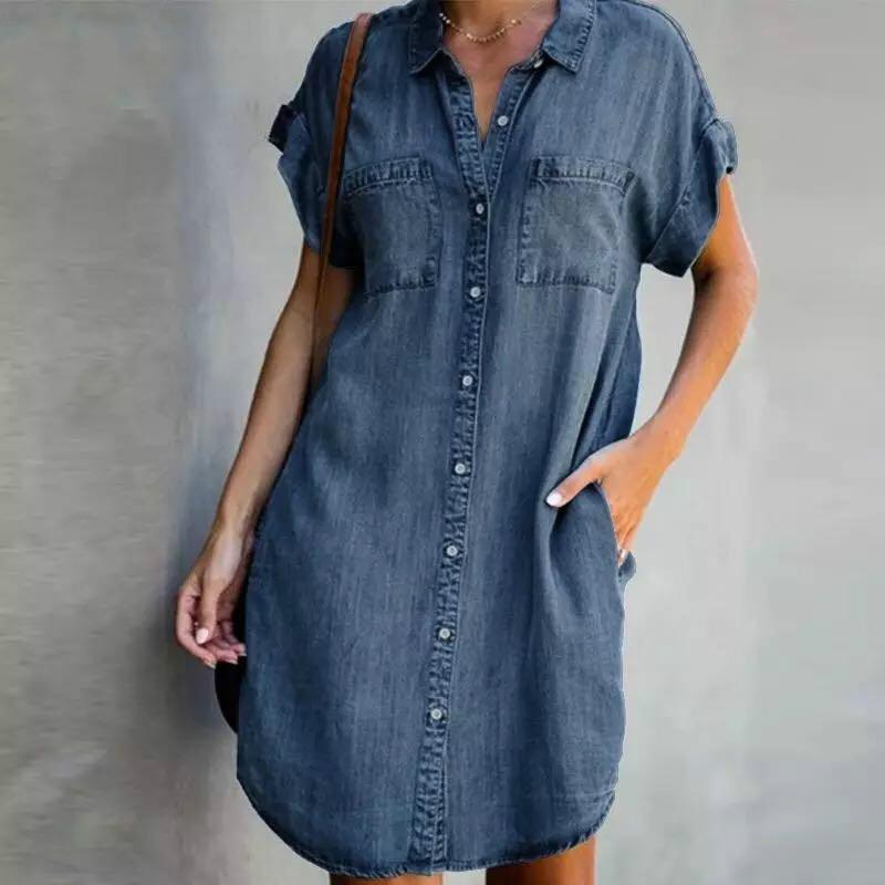 Ladies' Lapel Breasted Wash Water Casual Dress