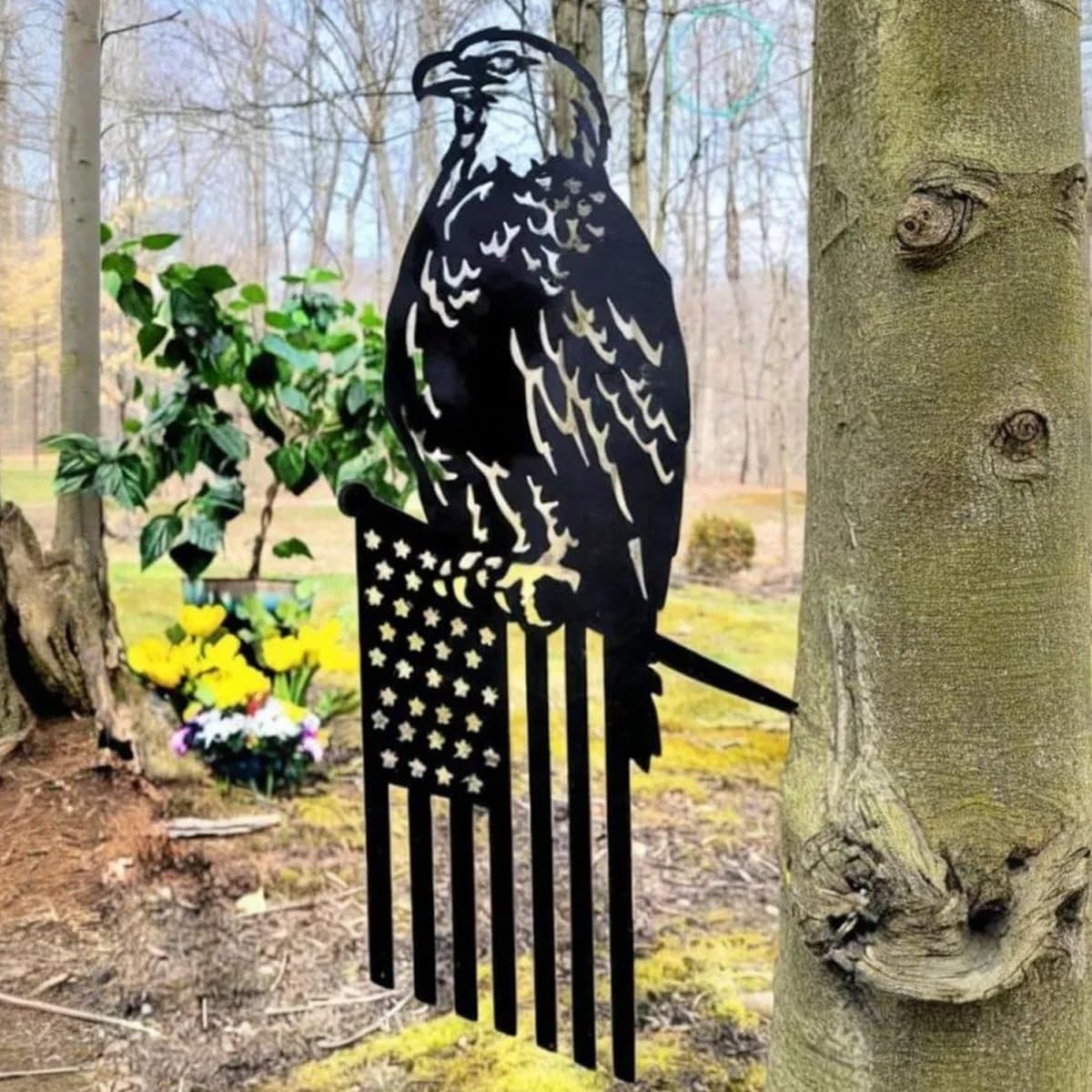 Libereagle Metal Eagle Flag Tree Stake