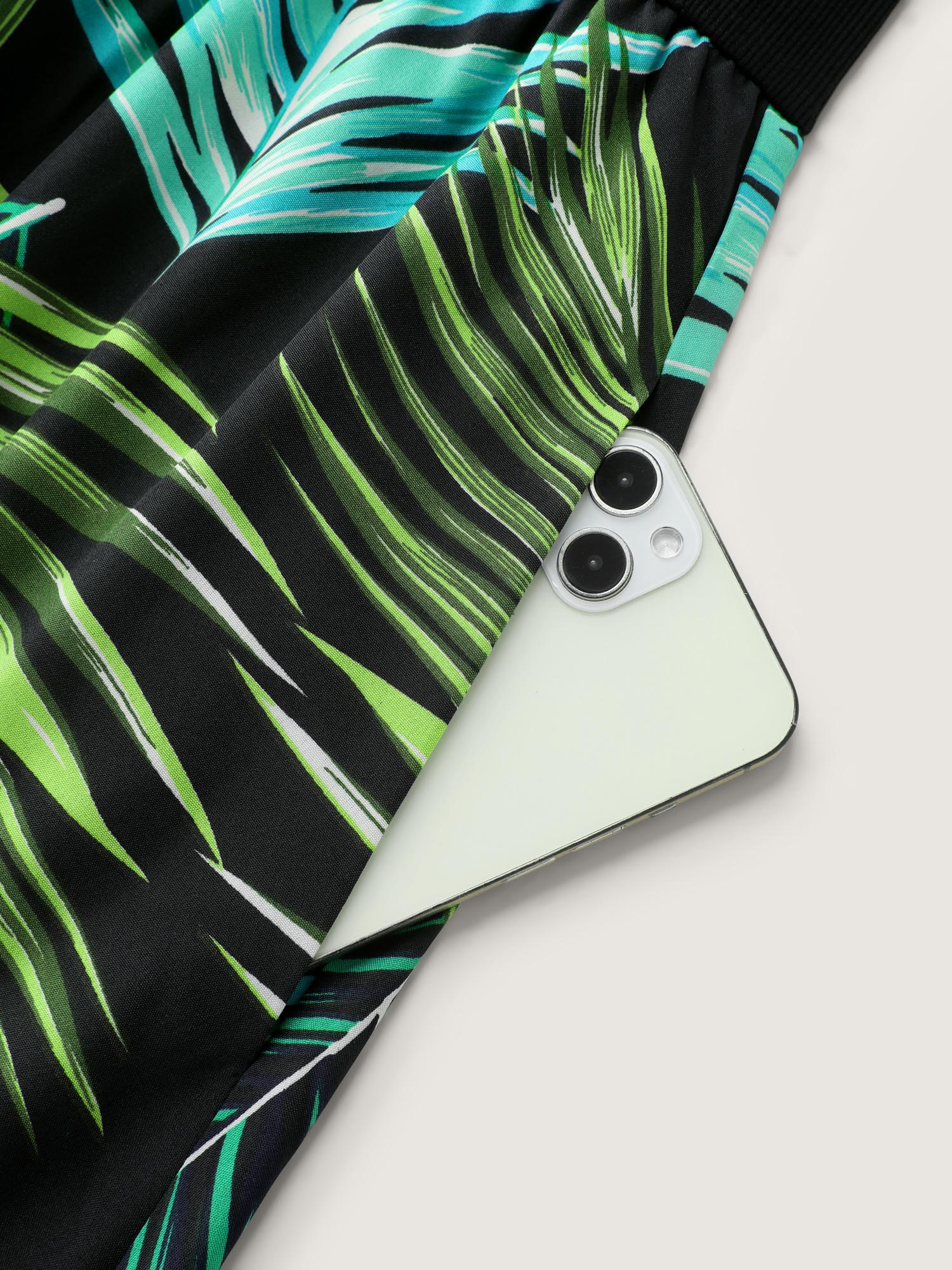 Tropical Palm Print A-Line Midi Dress