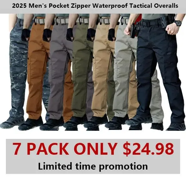 🔥2025 Men's Durable Solid and Printed Pocket Zipper Waterproof Tactical Overalls