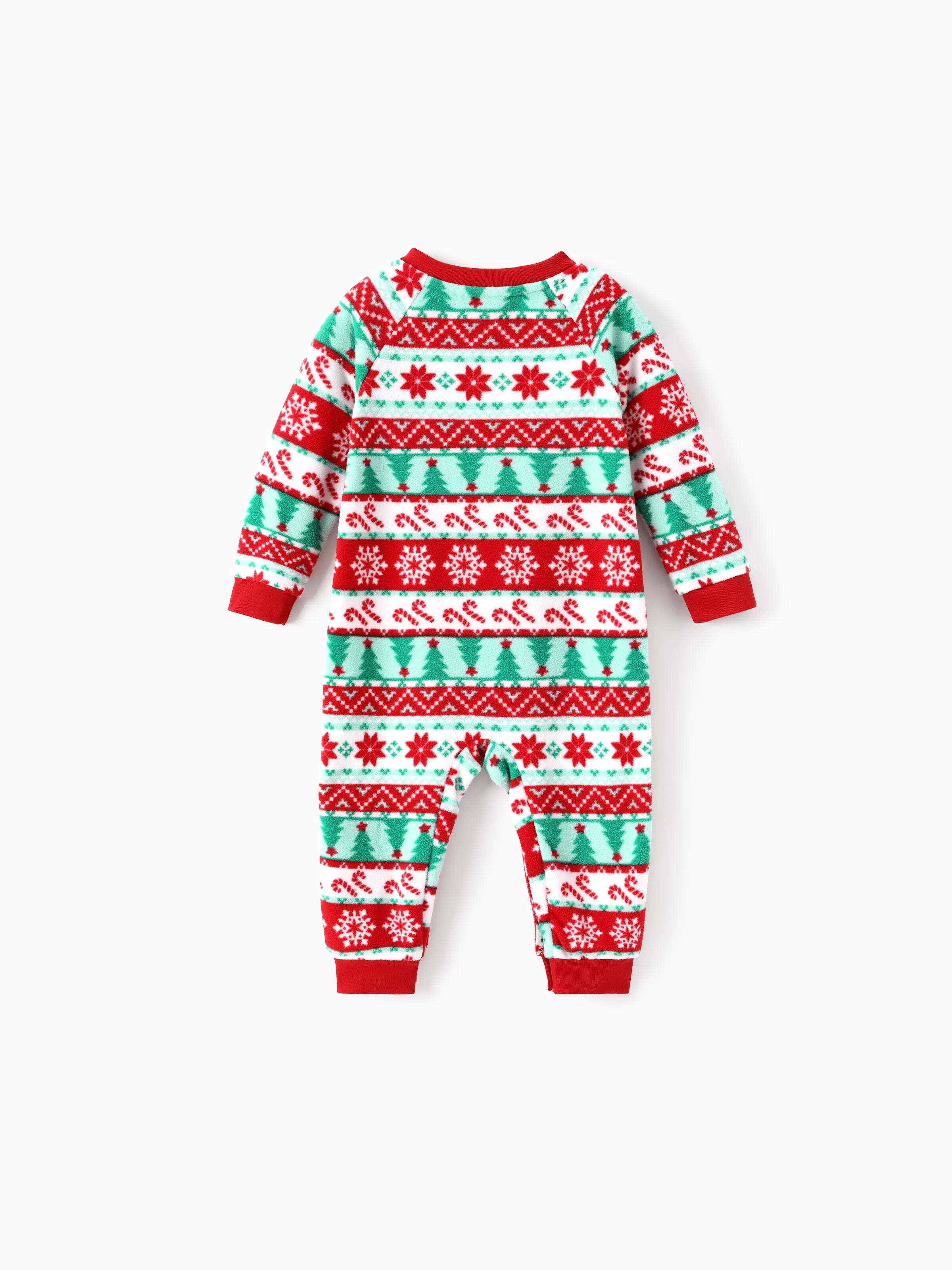 Frosty the Snowman Christmas Family Matching Fair Isle Pattern Polar Fleece Pajamas Set Red