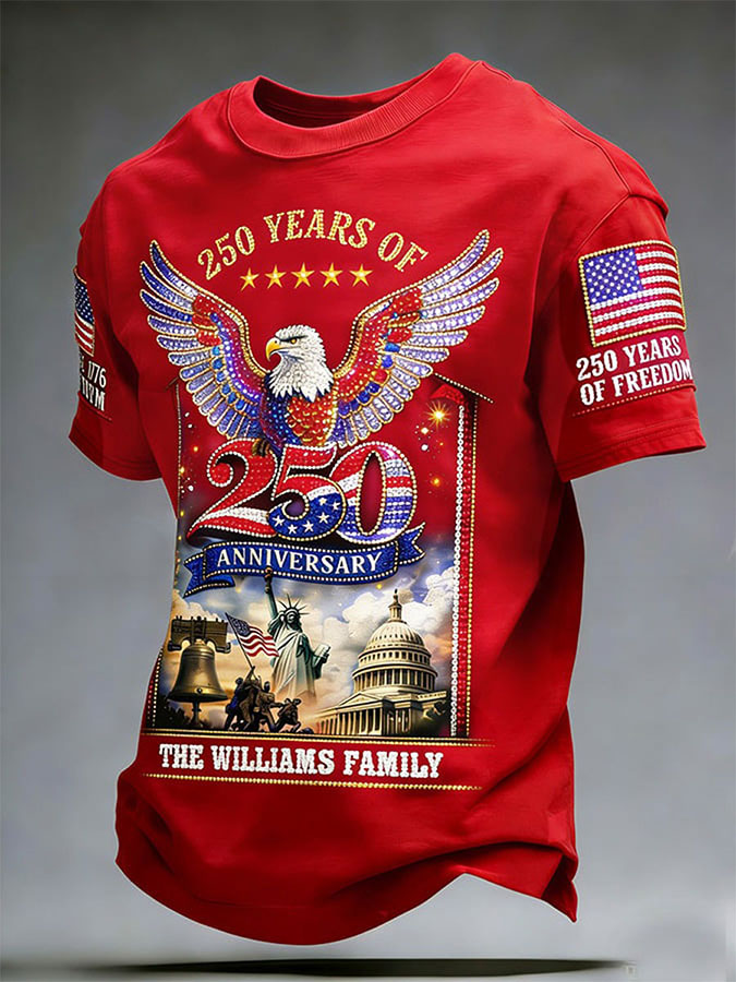 Men'S American Flag Commemorative 250Th Anniversary Classic Pattern Short Sleeve T-Shirt