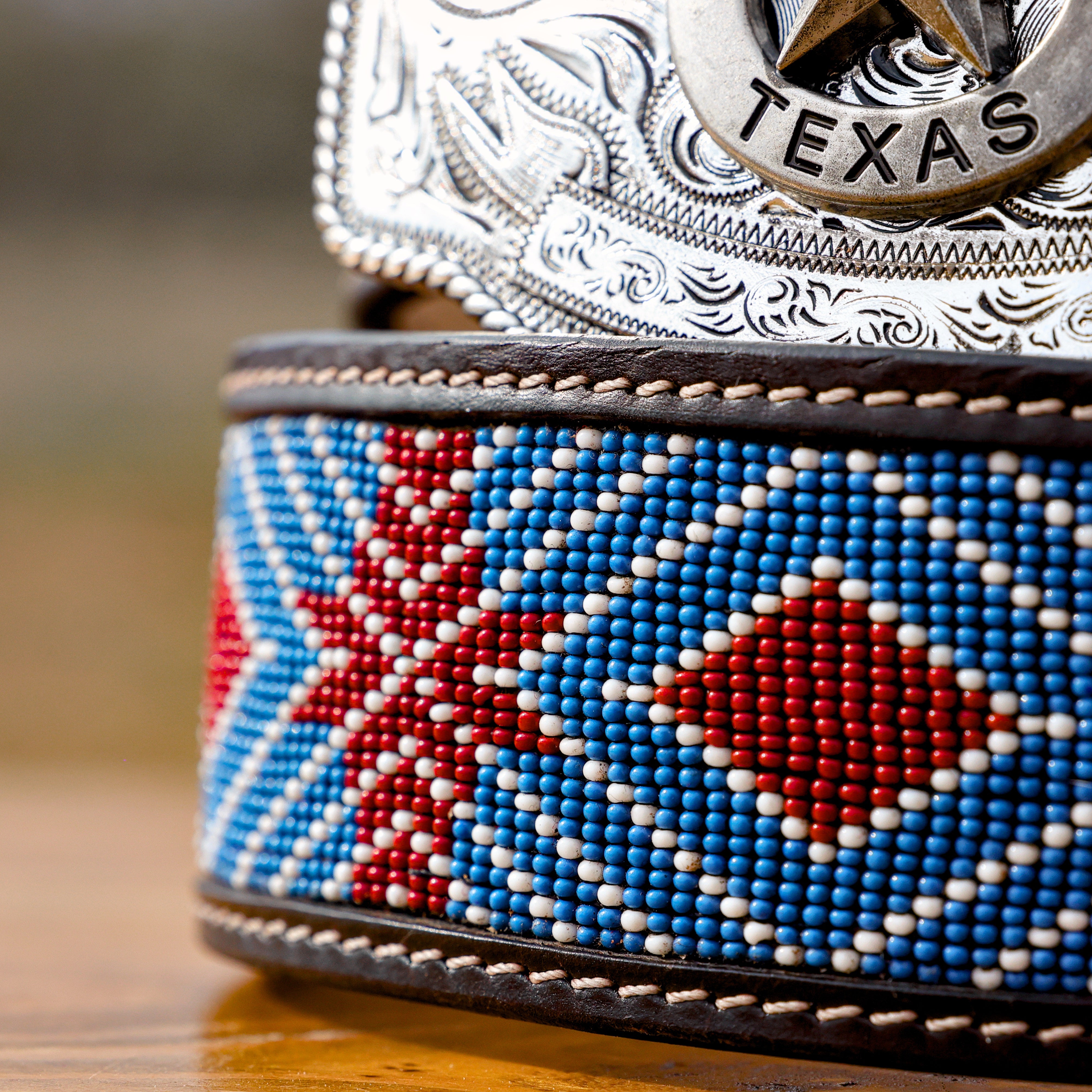 2 Inch Hand-Tooled Artesanal Beaded Leather Belt