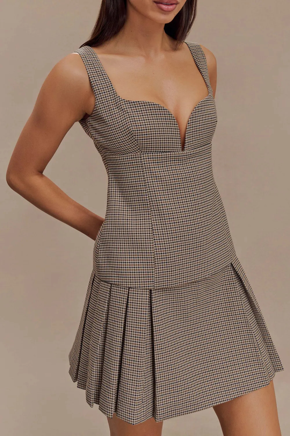 Pleated Buckle Mini Skirt