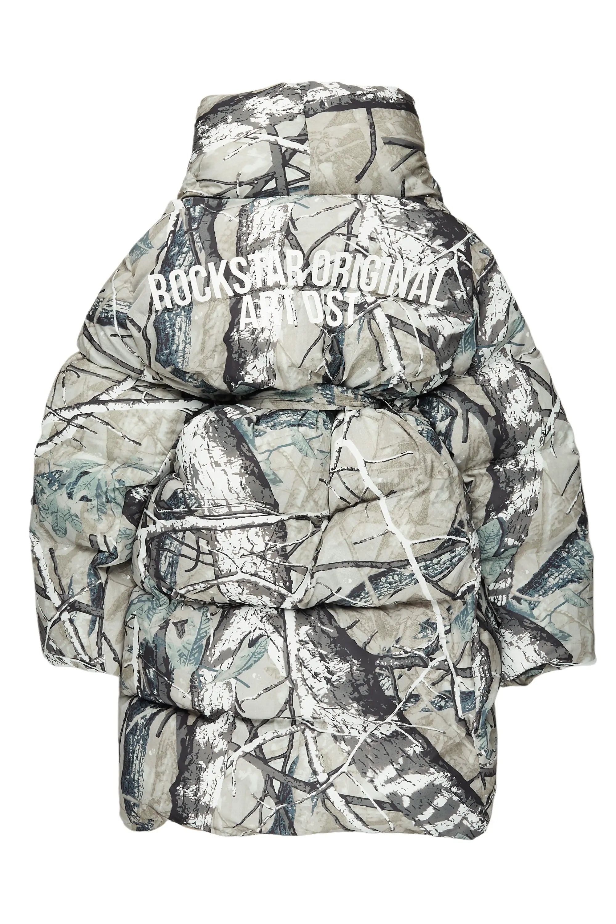 Sehrazat Tree Camo Long Wrap Puffer Jacket